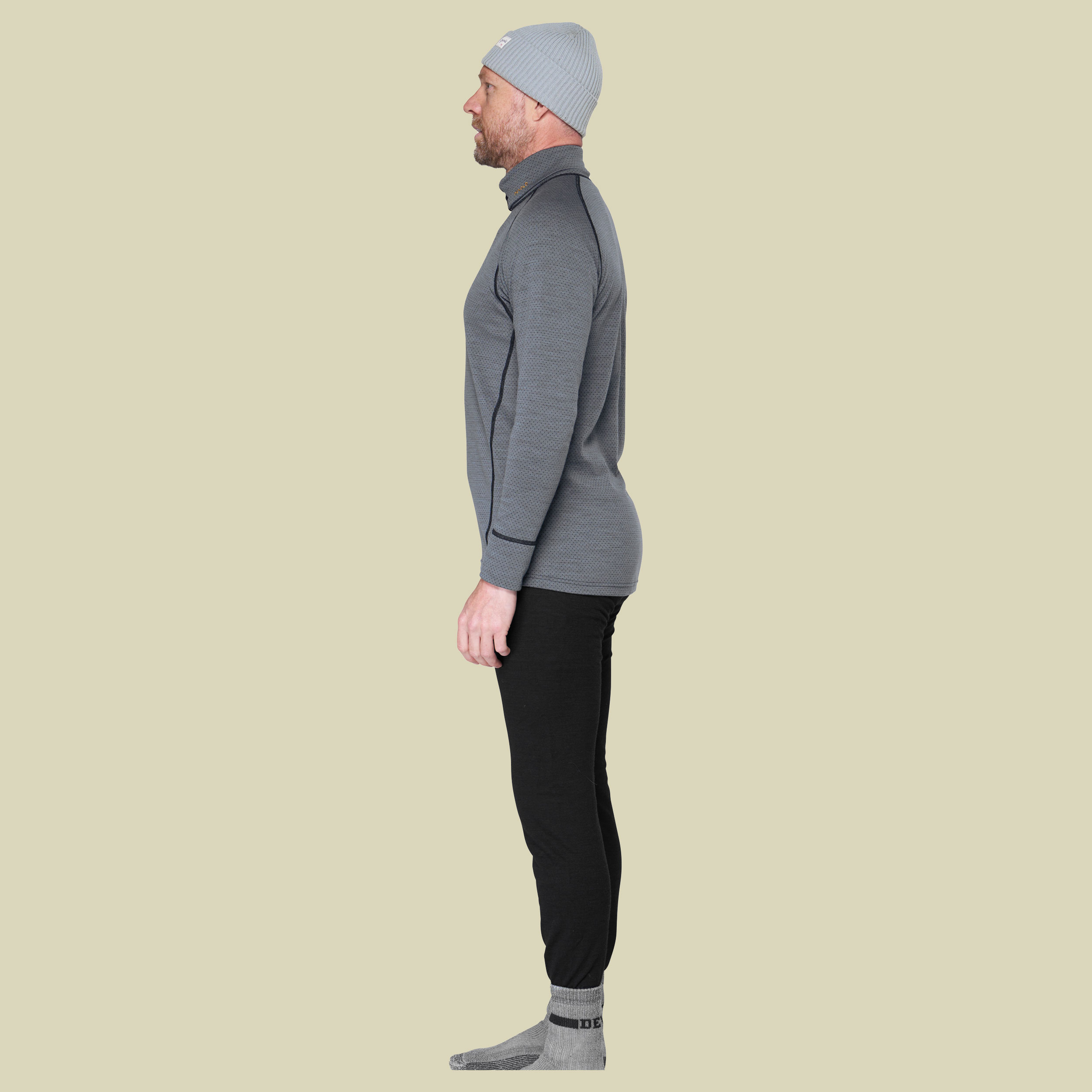 Duo Active Merino 205 Zip Neck Man grau XL - castlerock