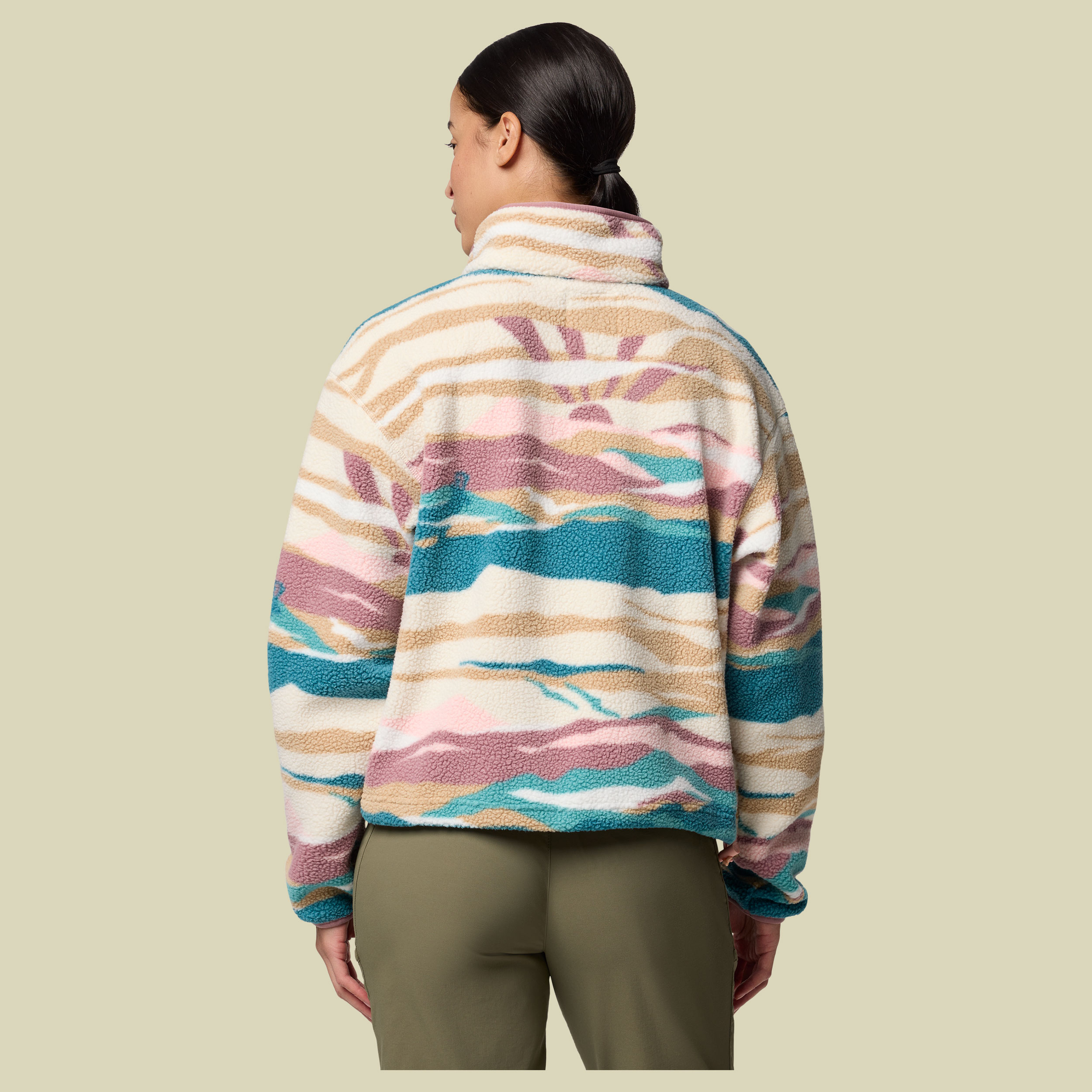 Helvetia II Printed Cropped Half Snap Women L beige - river blue rogue valley