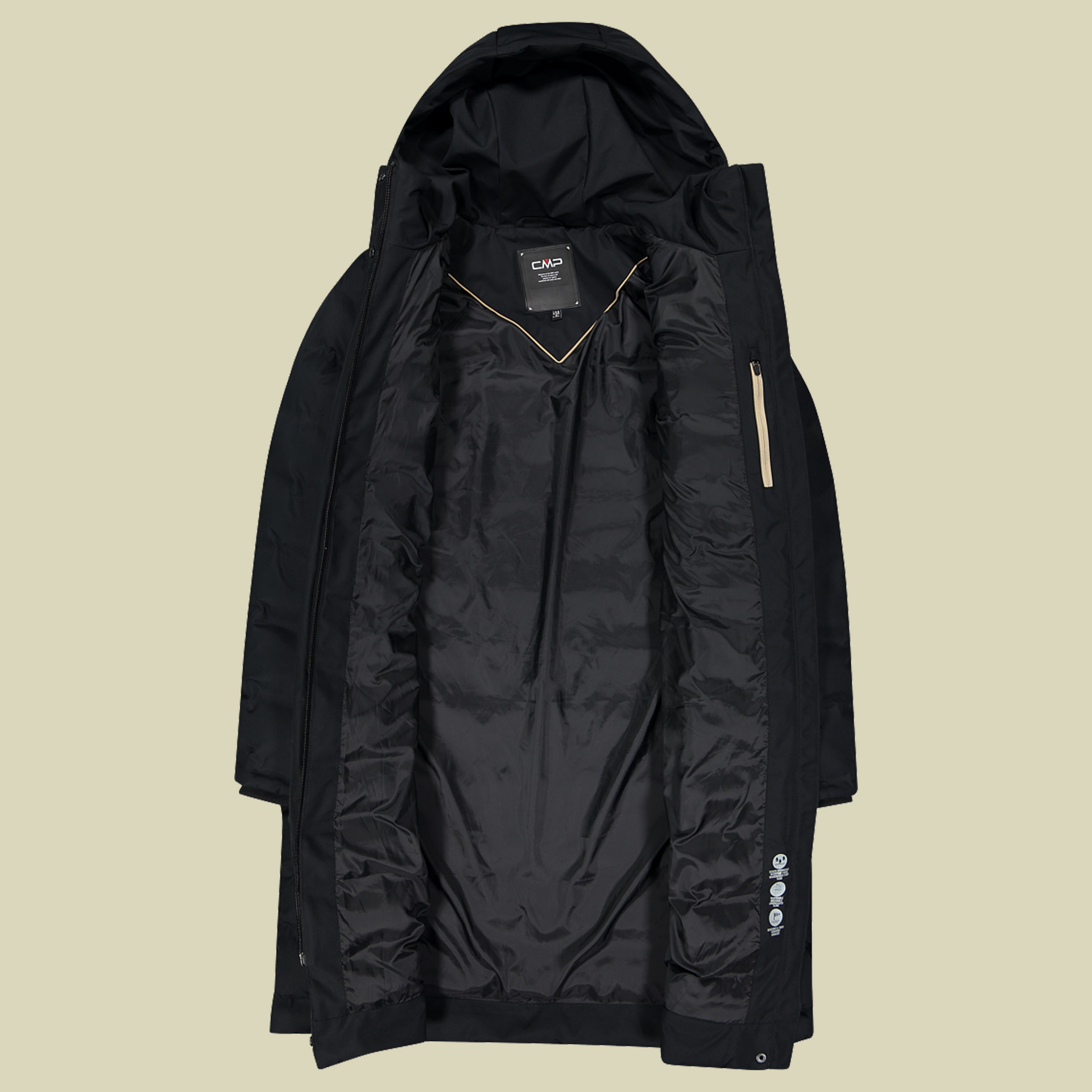 Woman Coat Fix Hood 44 schwarz - Farbe black