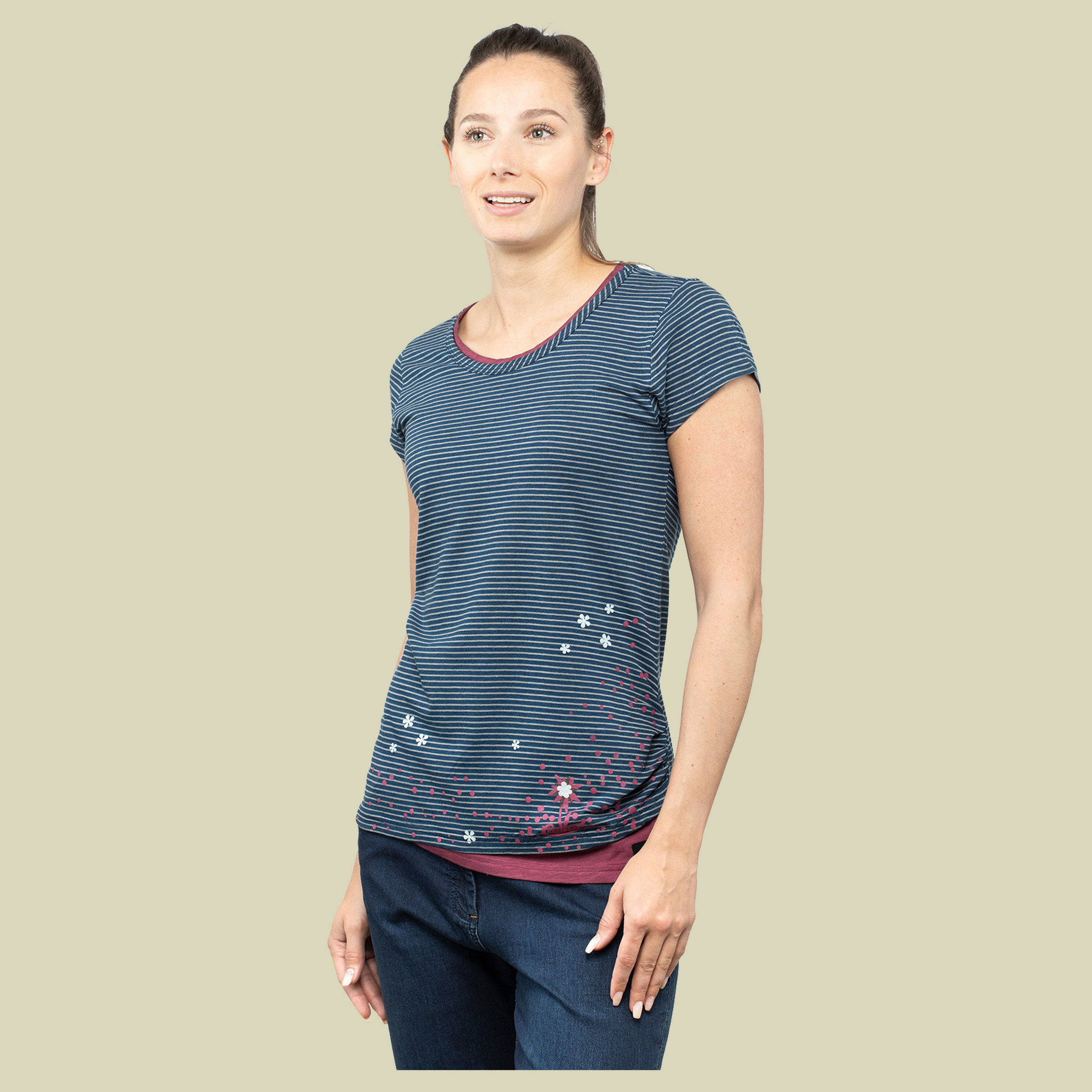 Fancy Little Dot T-Shirt Women Größe 40 Farbe indigo blue striped washed