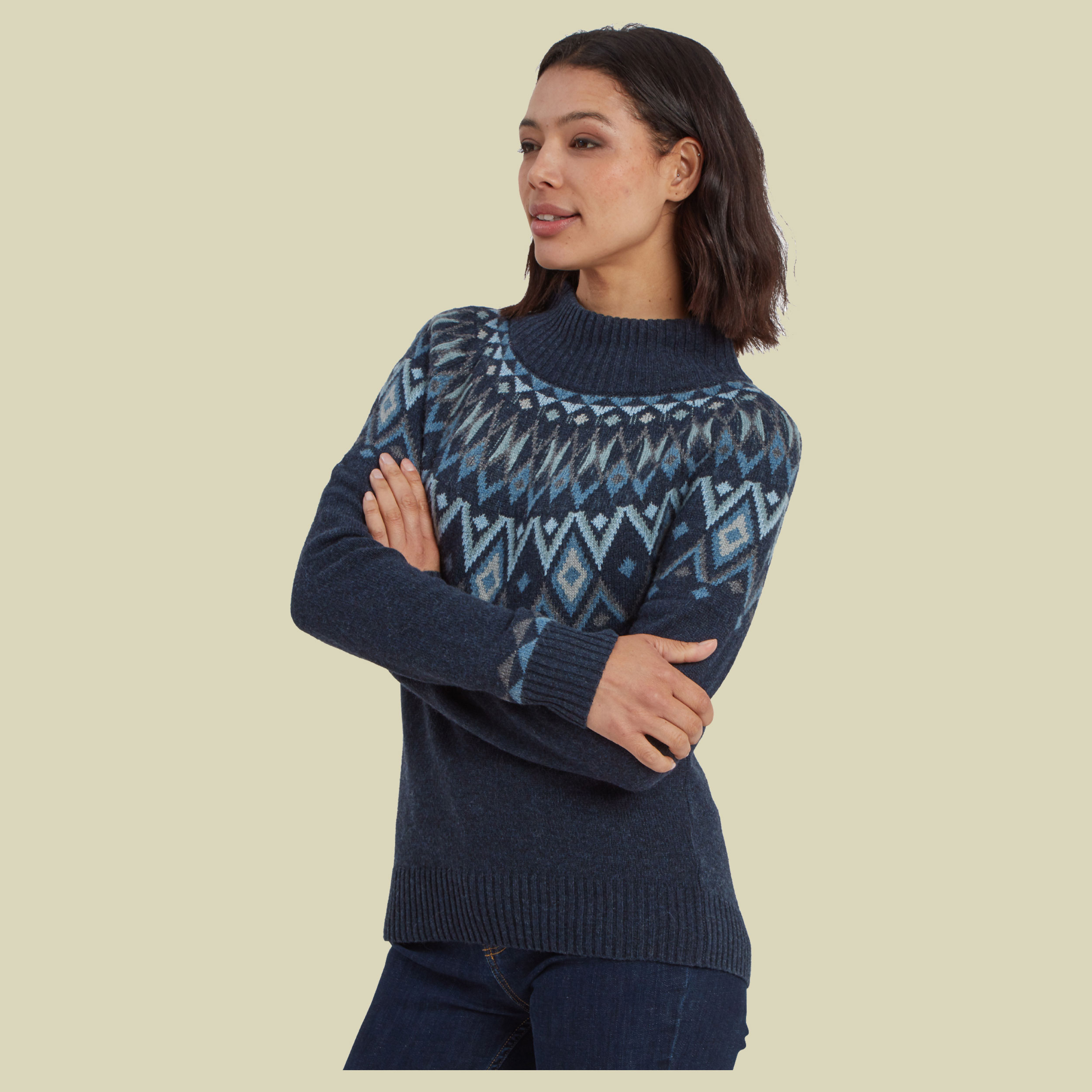 Indu Eco Mock Neck Women blau S - rathee blue