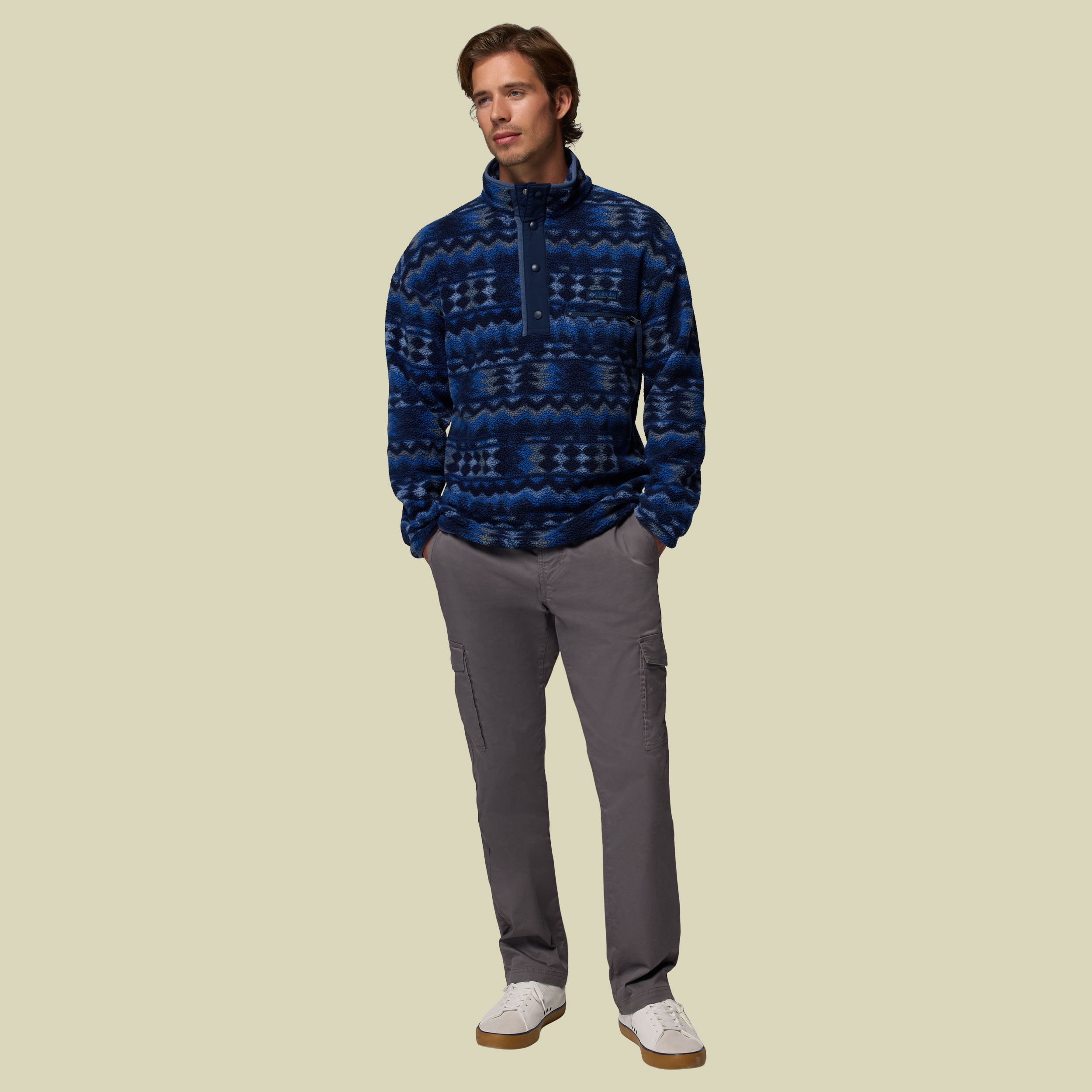 Helvetia II Printed Half Snap Fleece Men XL blau - mountain blue, retrotree
