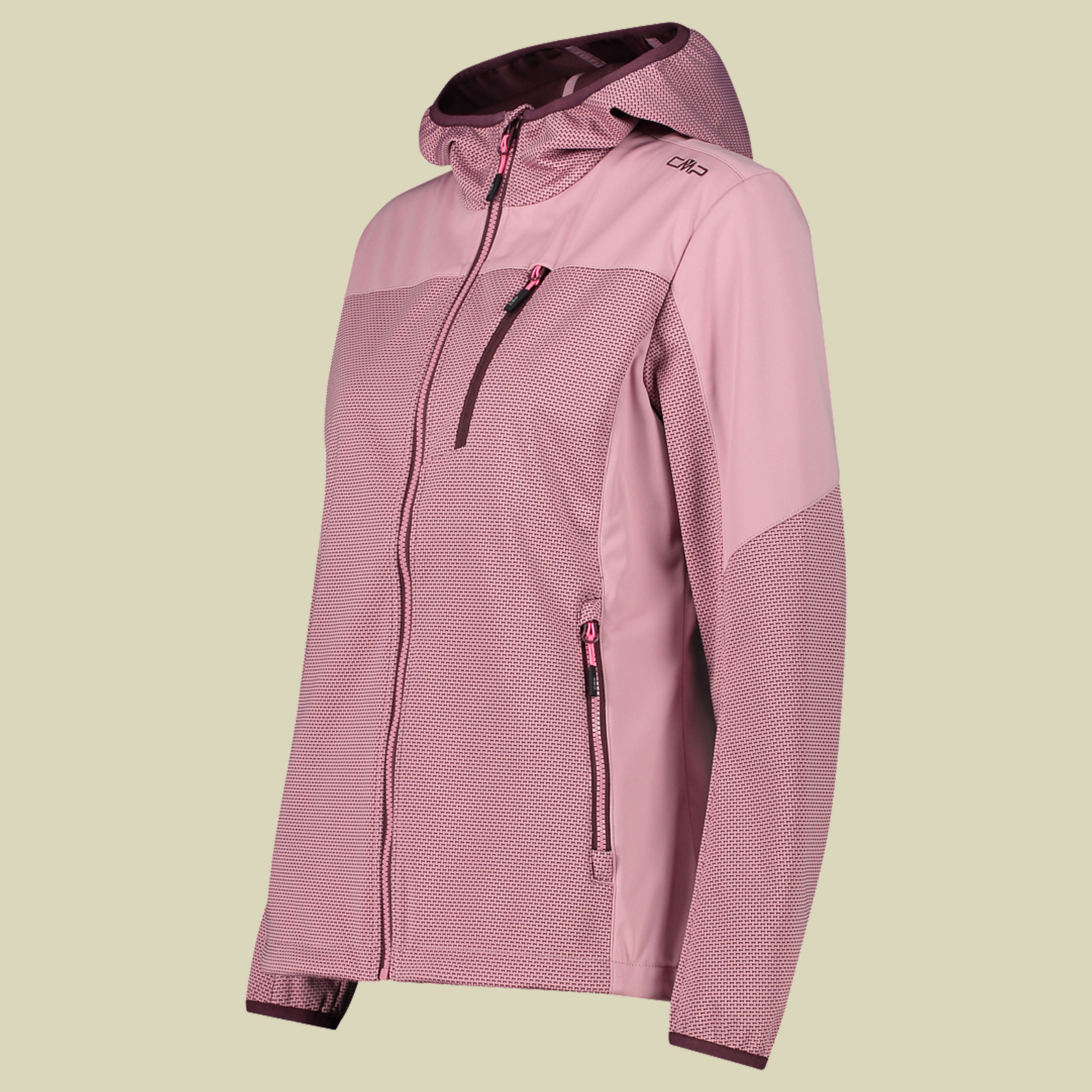 Woman Jacket Fix Hood Jaquard Softshell 33A5306 Größe 40 Farbe 602 fard