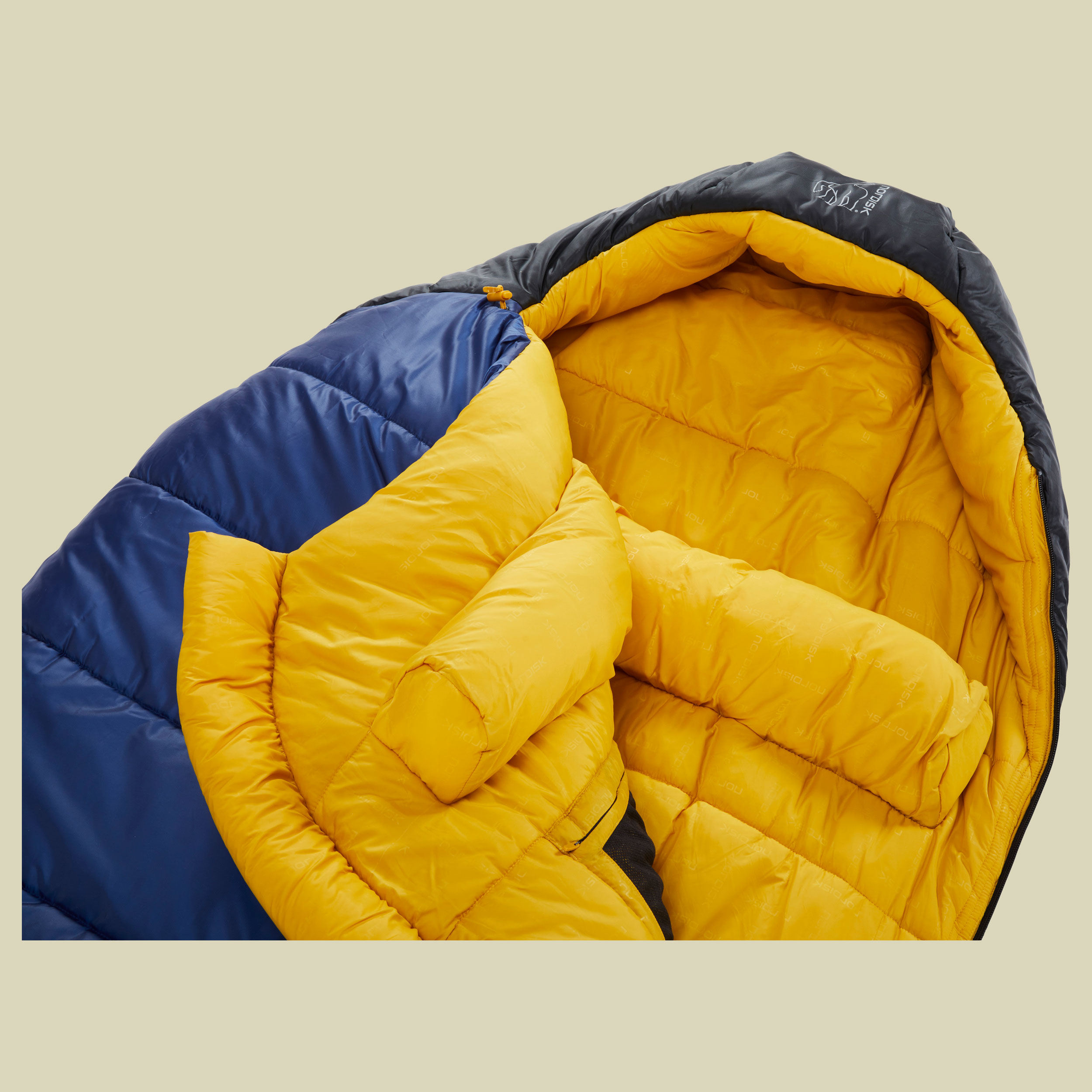 PUK -10 Mummy bis Körpergröße 205 cm (XL) Farbe true navy/mustard yellow/black , Reißverschluss links