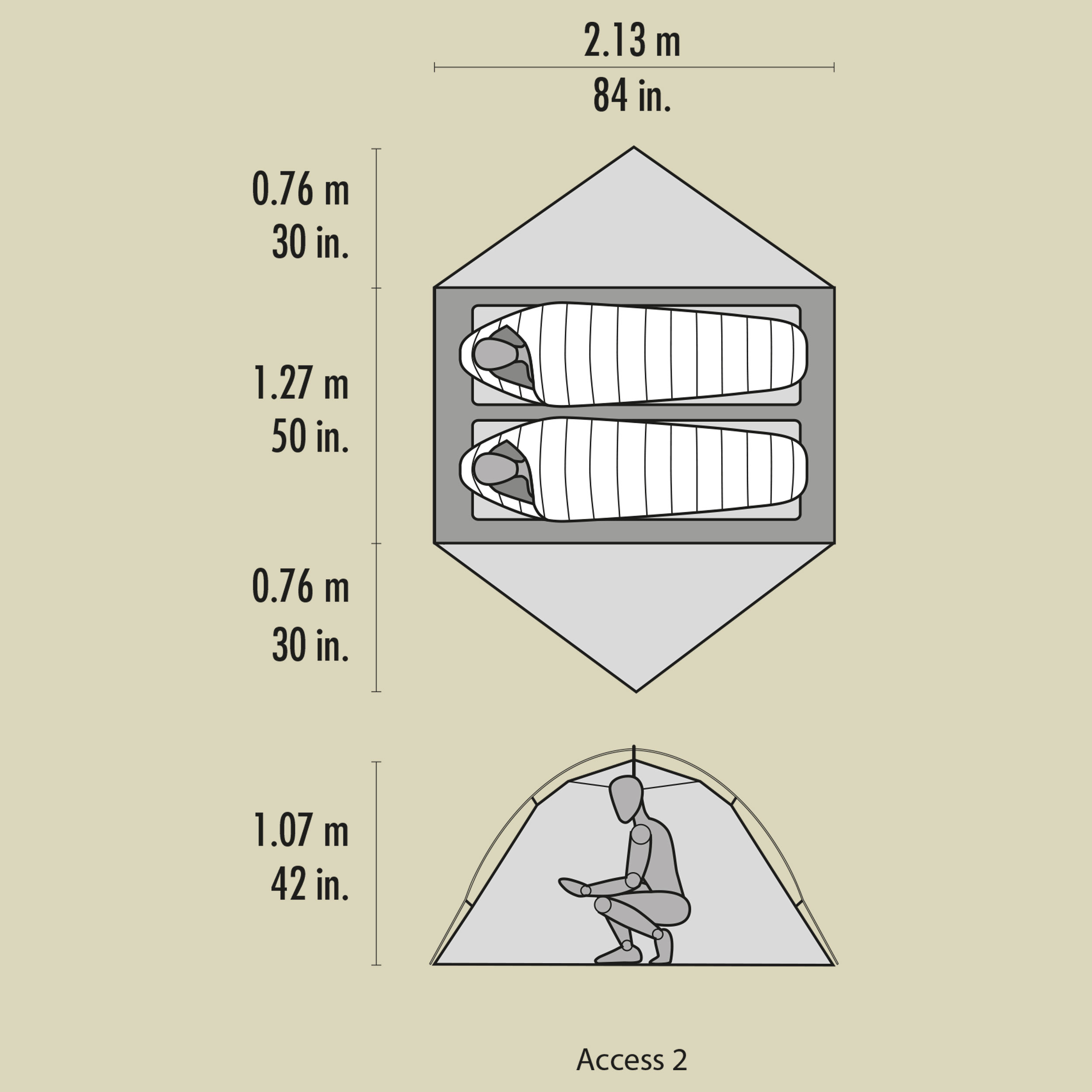 Access 2 2-Personen-Zelt Farbe orange