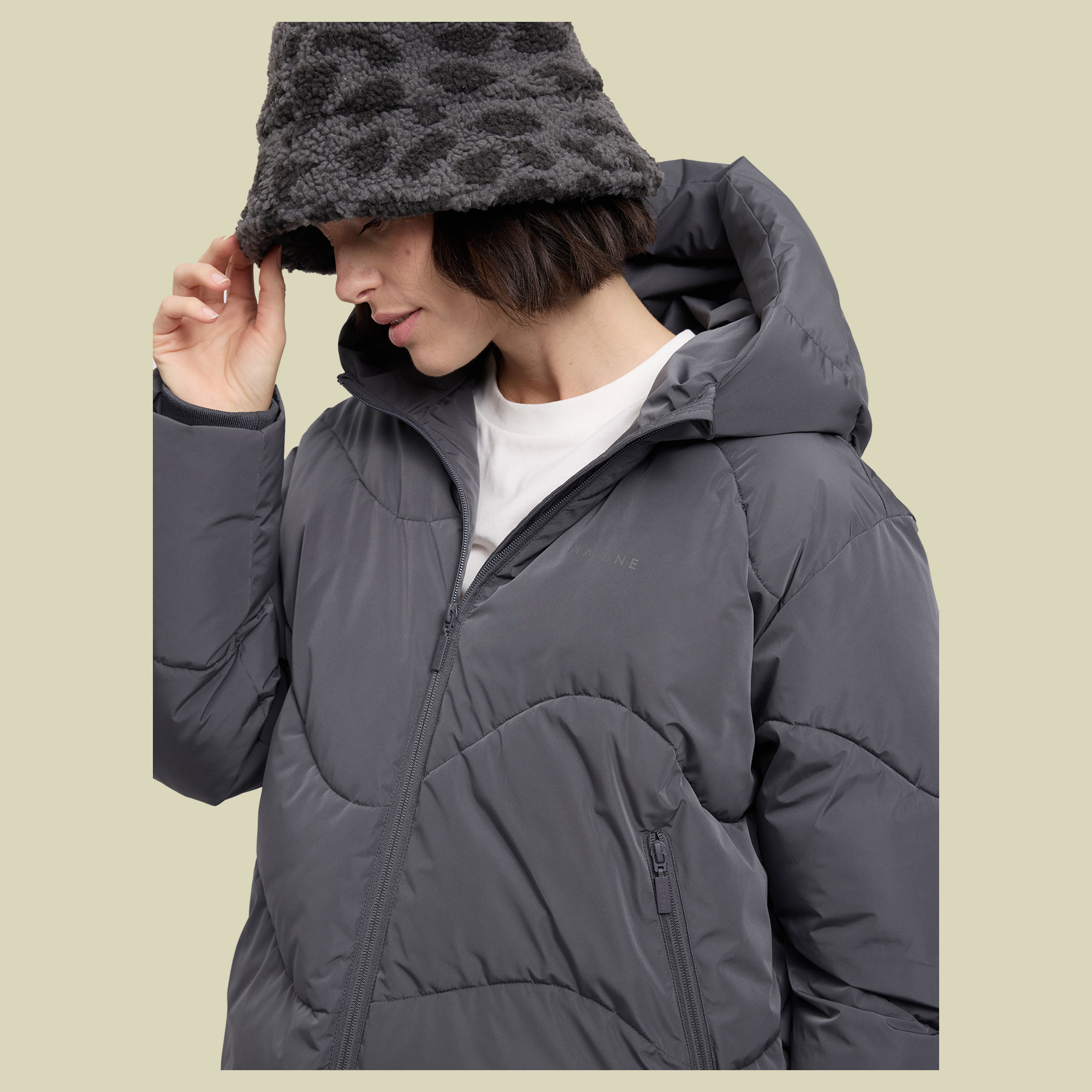 Waves Quilt Short Puffer Jacket Women XS grau - dark grey