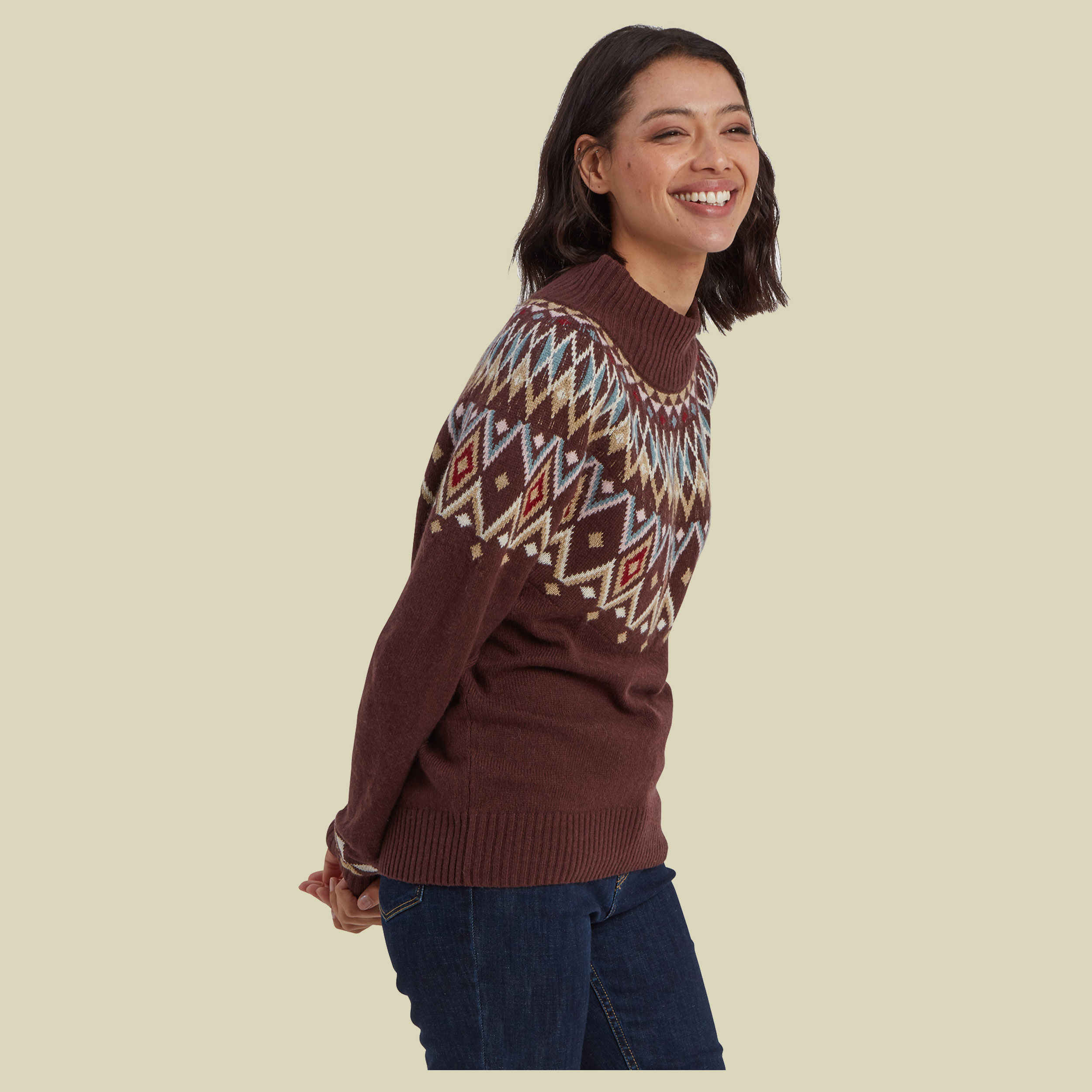 Indu Eco Mock Neck Women rot L - merlot