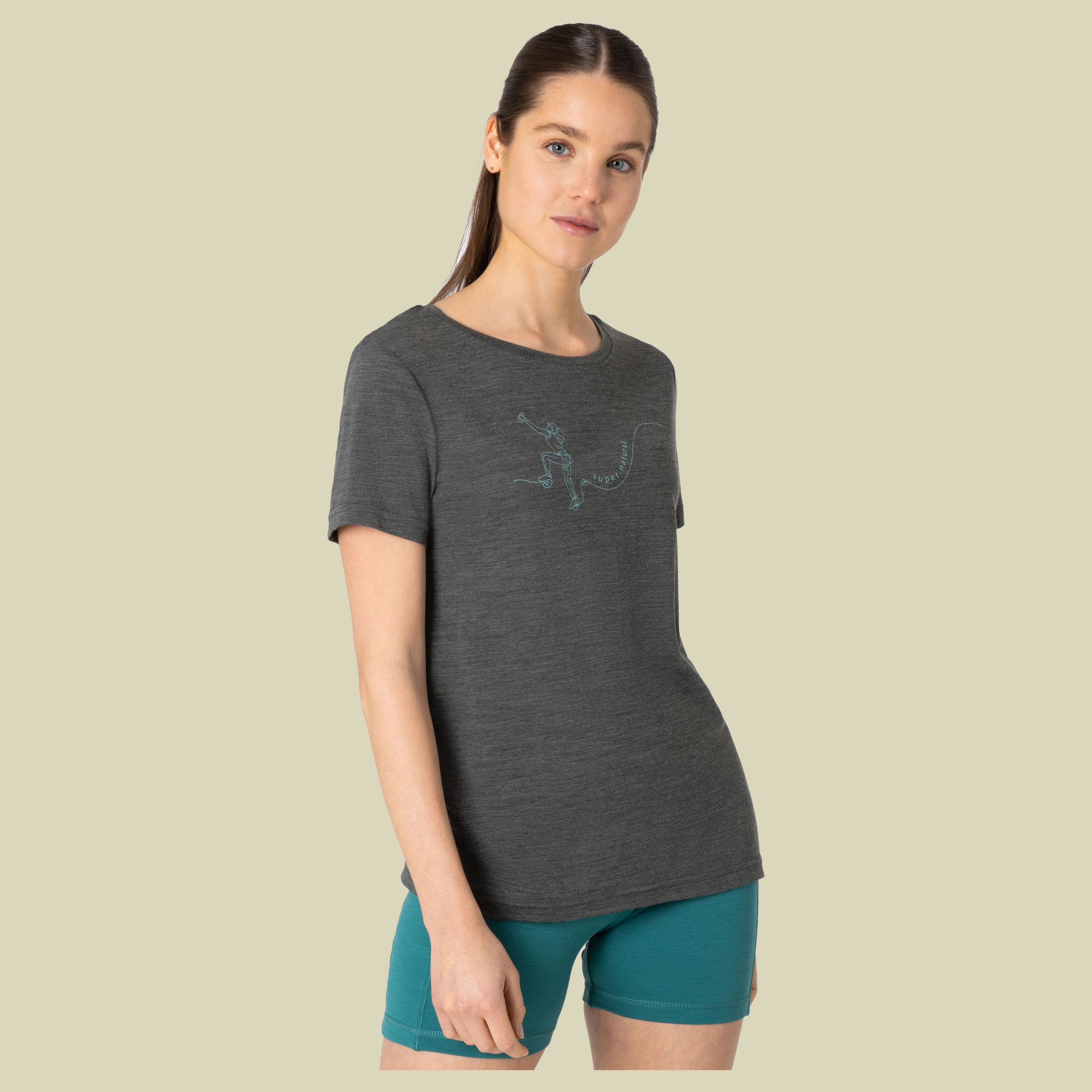 Climbing Line Tee Women Größe L  Farbe pirate grey melange/wasabi