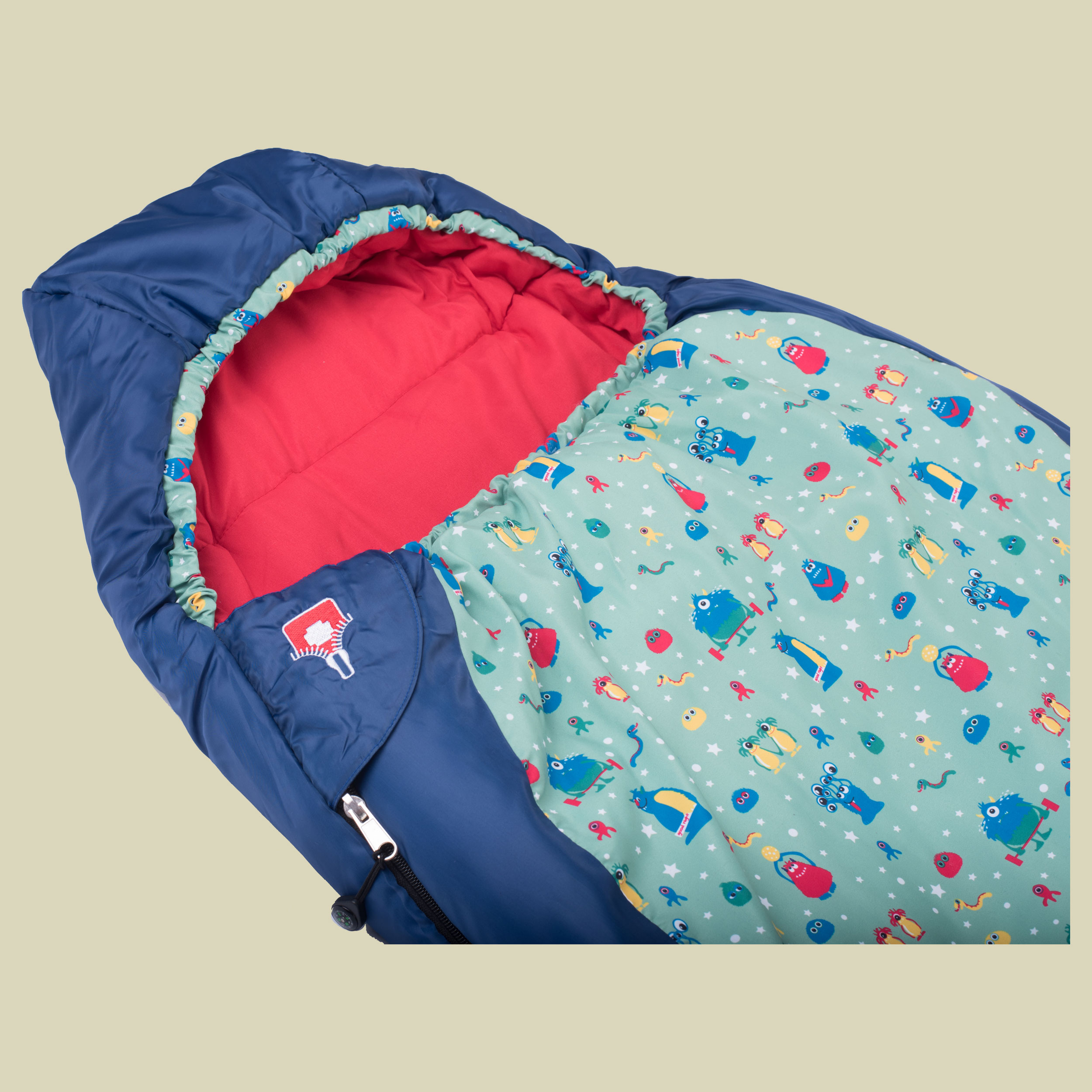 Kids Grow Funny Monster bis Körpergröße Schlafsack 155 cm  Farbe blau, Reißverschluss Schlafsack links