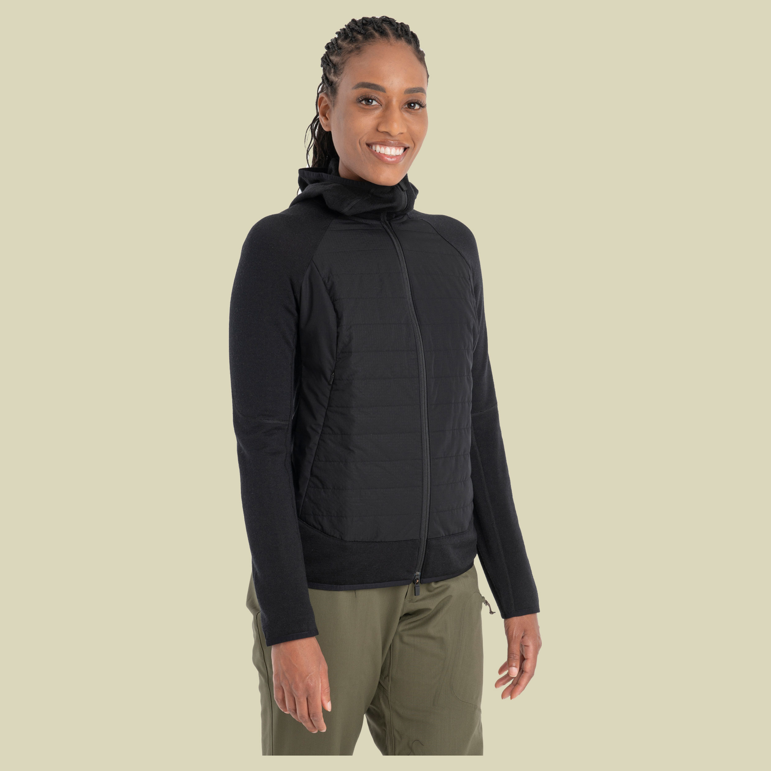 Merino Quantum Hybrid LS Zip Hoodie Women Größe M  Farbe black