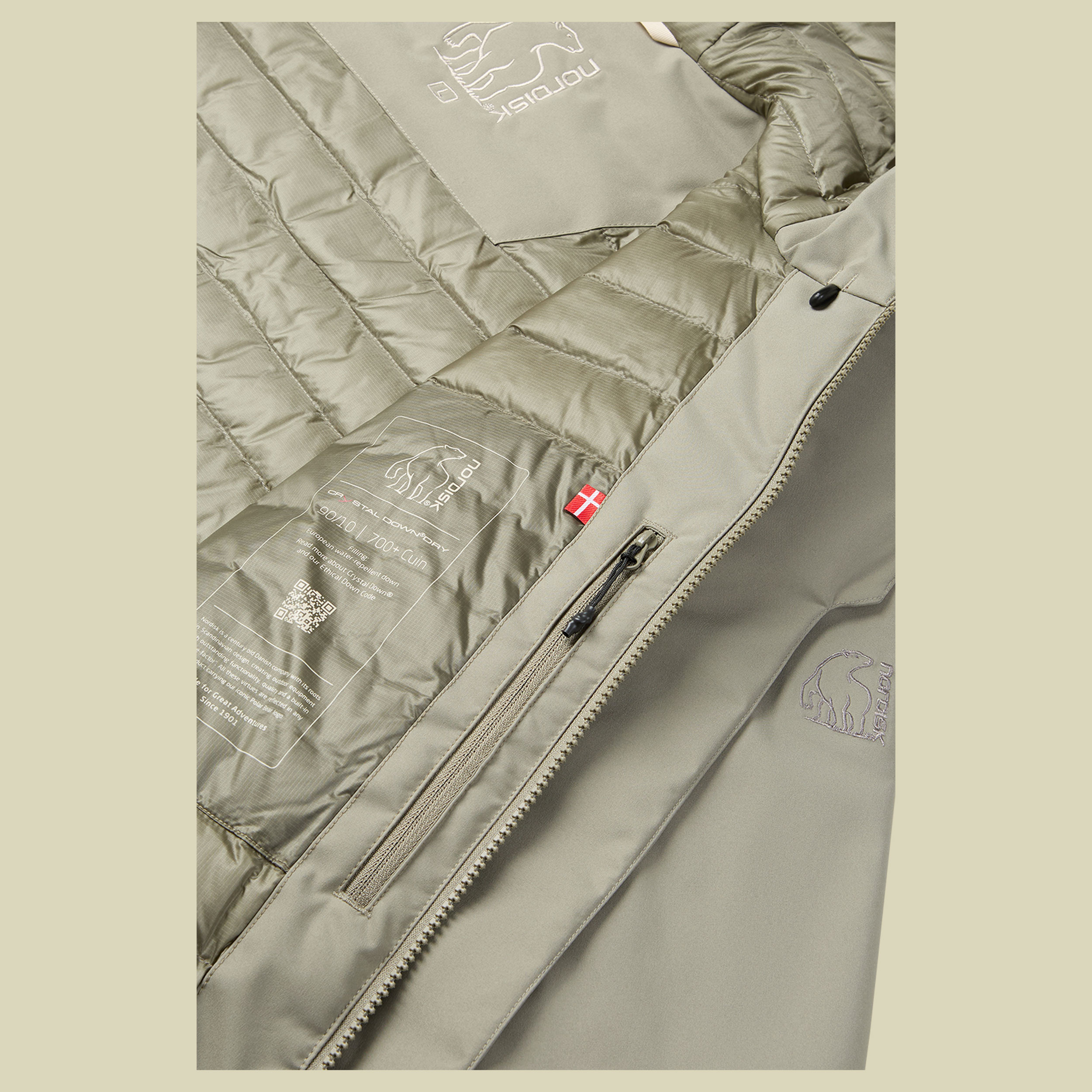 Lauge Harshell Down Jacket Men XL beige - vetiver green