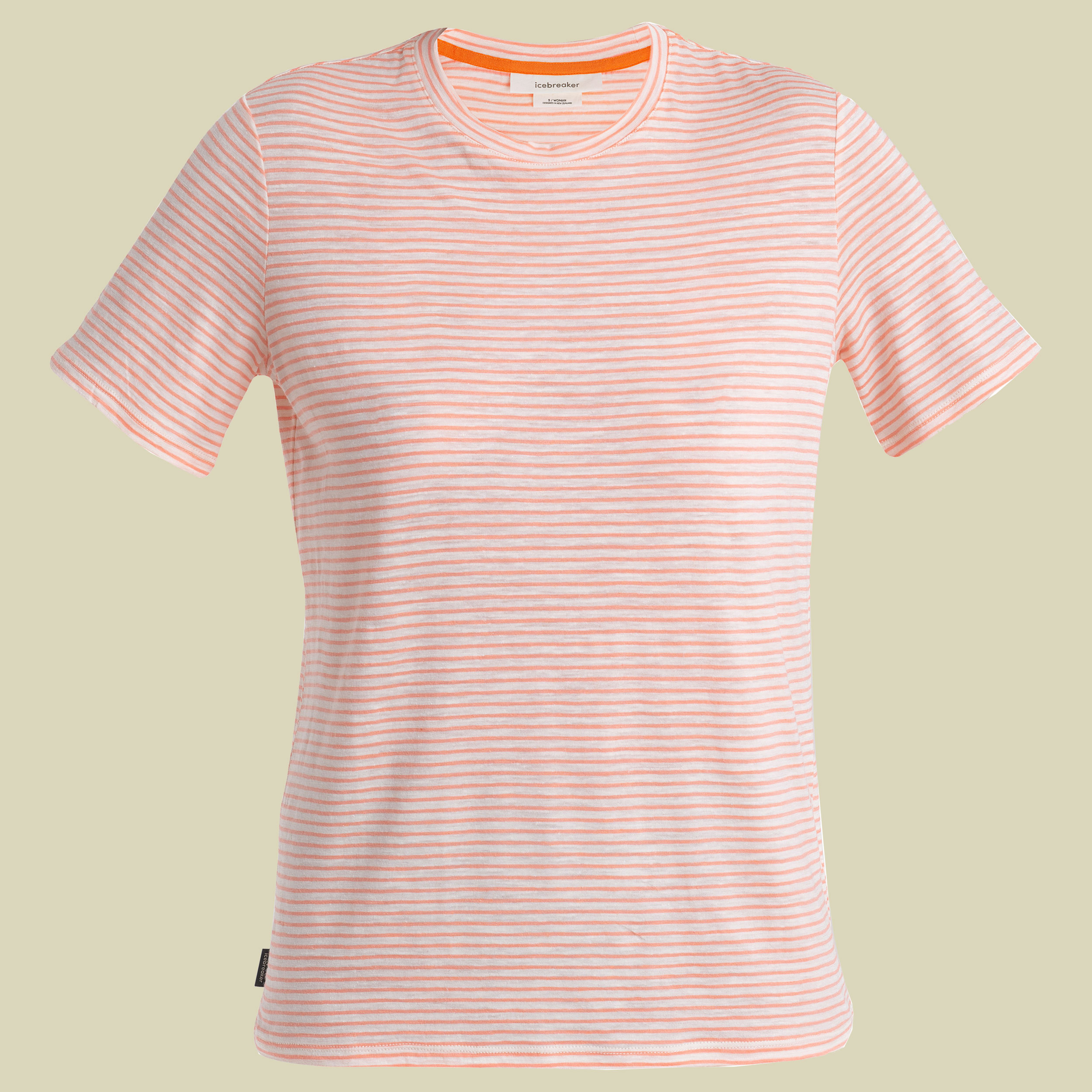 Merino Linen SS Tee Stripe Women M weiß - snow/glow/s