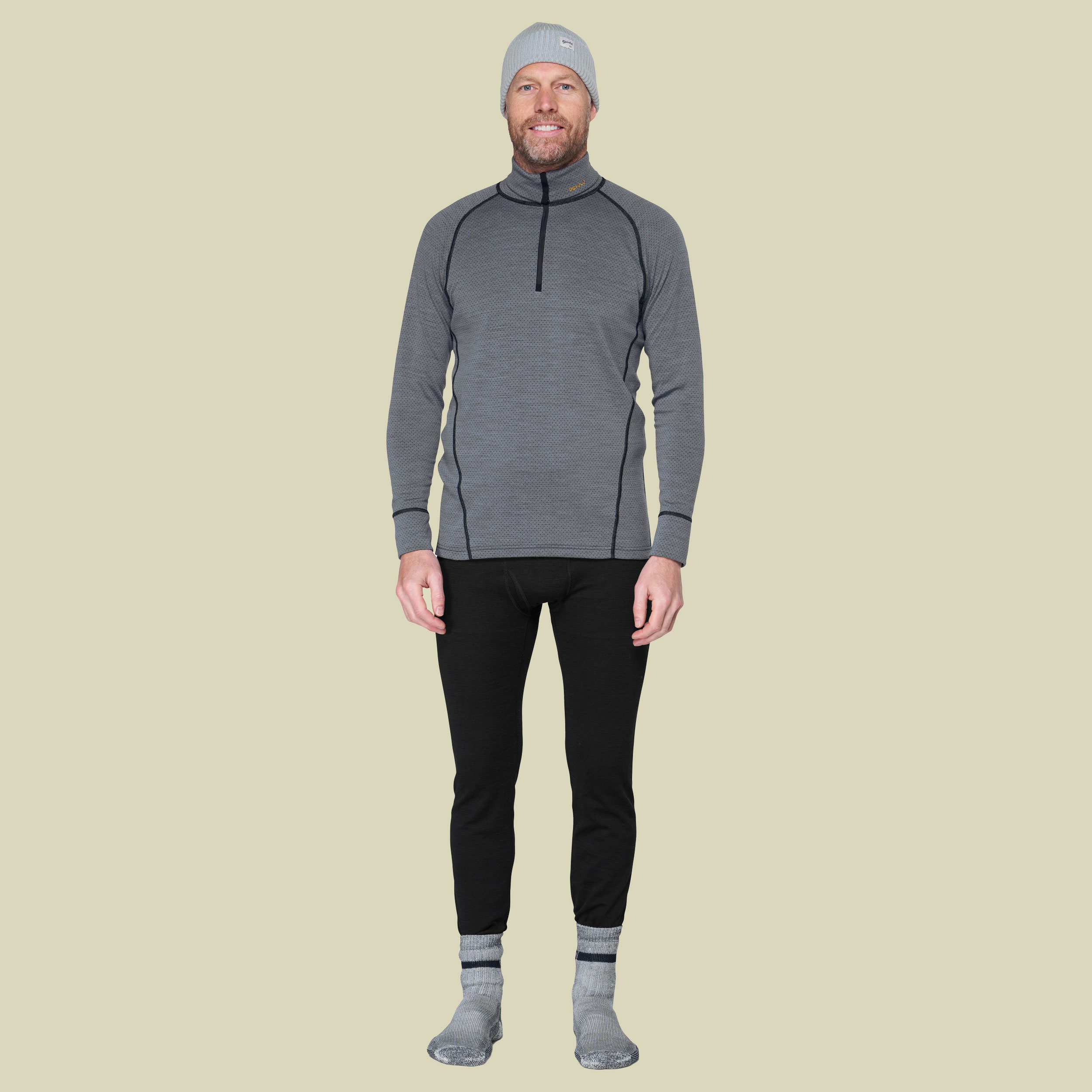Duo Active Merino 205 Zip Neck Man grau L - castlerock