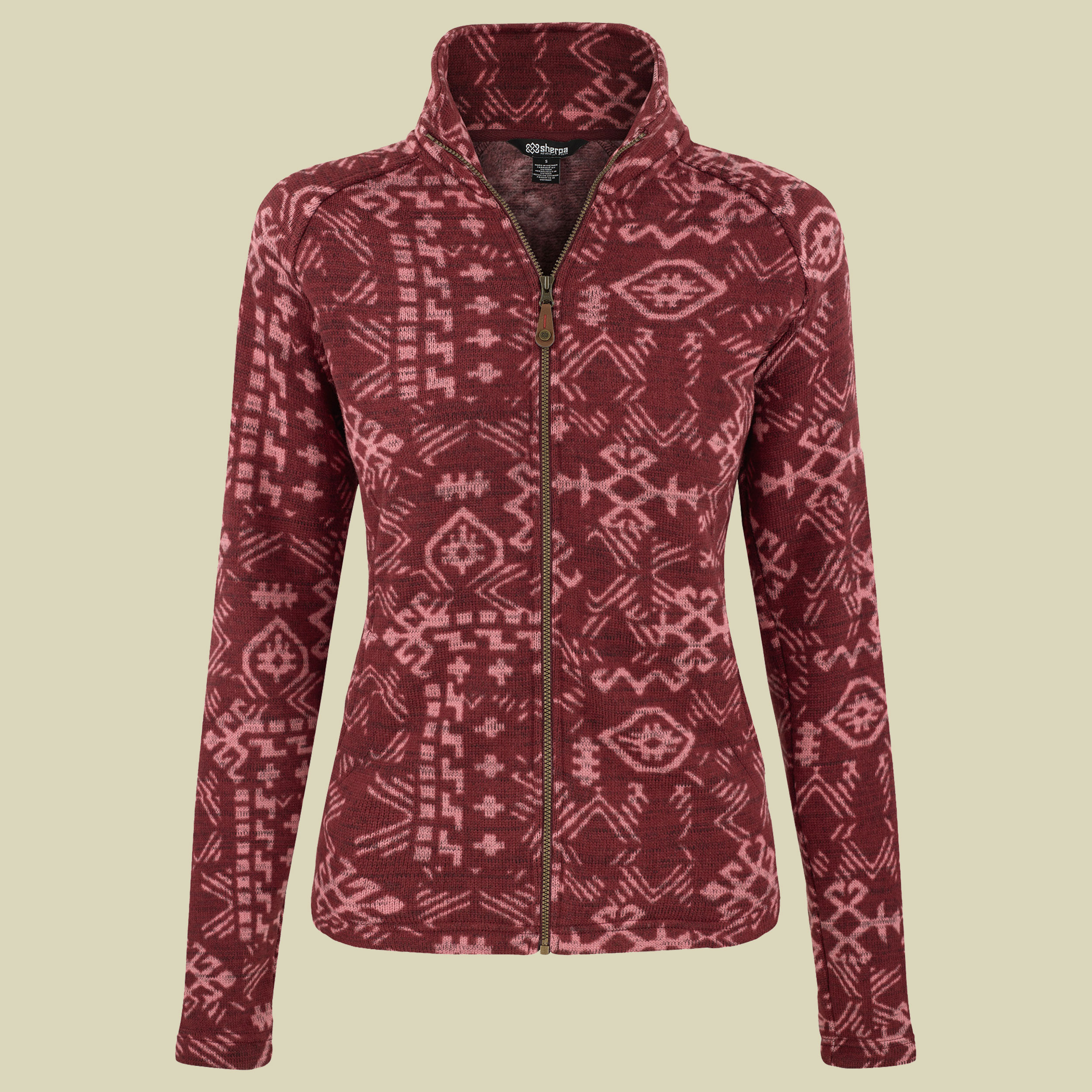 Bhutan Full Zip Jacket Women Größe XL Farbe beet red abstract