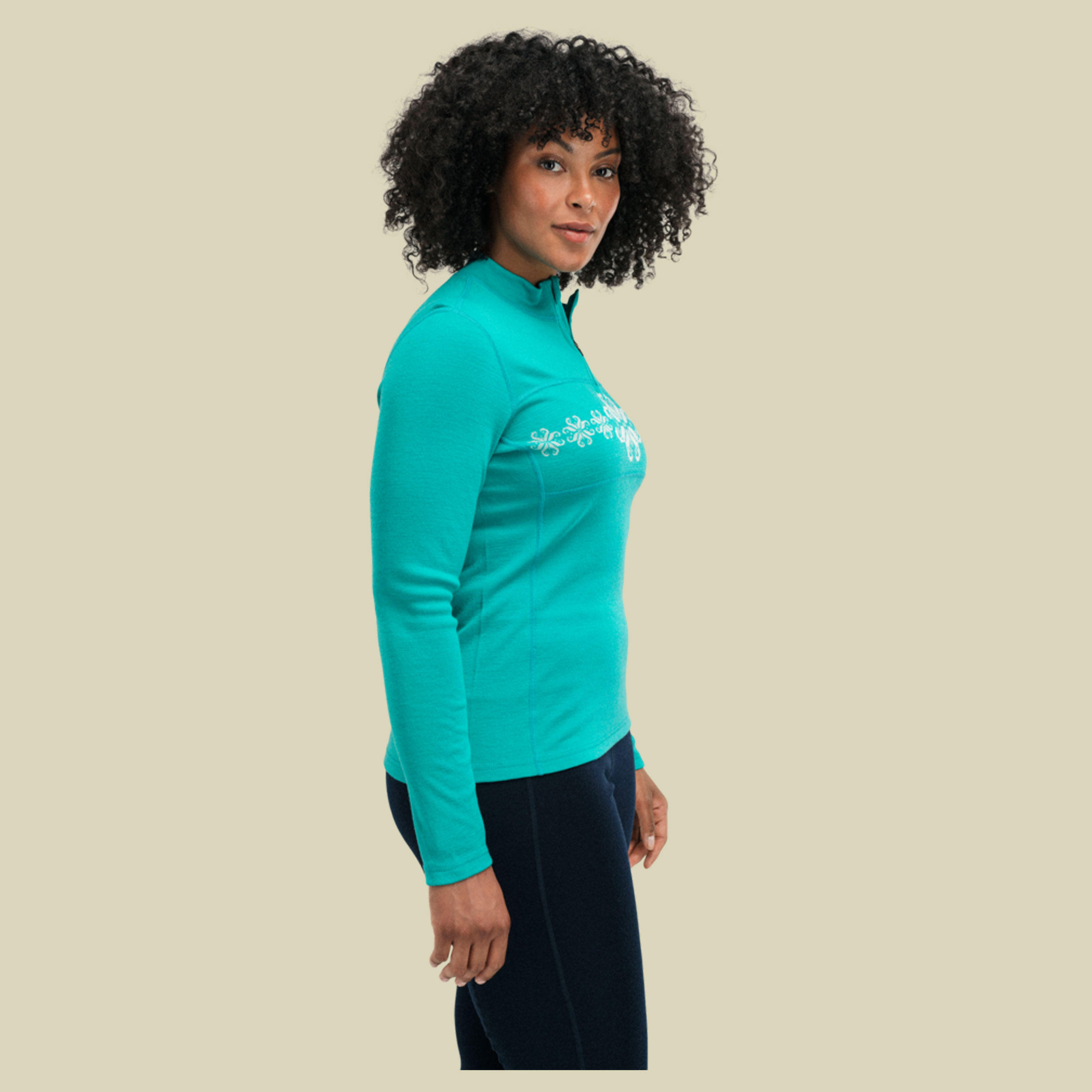 Falkeberg Baselayer Half Zip Women L türkis - Farbe peacock offwhite
