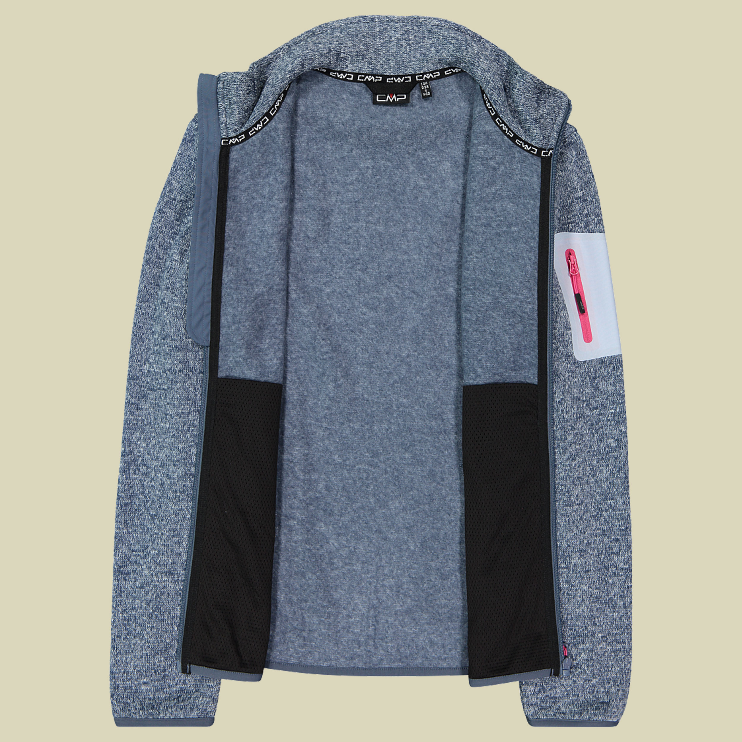 Woman Knitted Melange Fleece Jacket 3H14746 blau 46 - Farbe space-sky blue