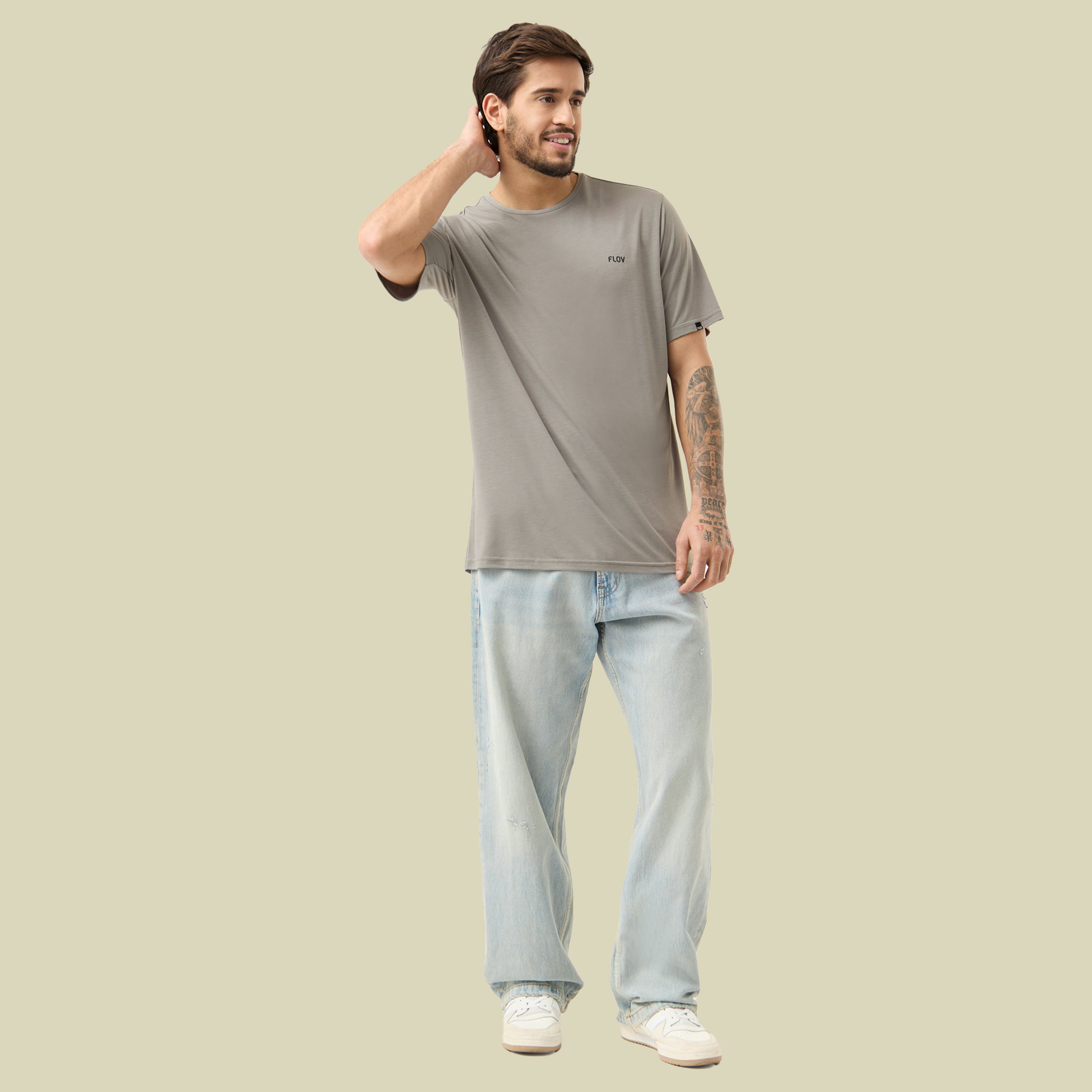 Timberon Bamboo T-Shirt Men M grau - light grey/dark grey