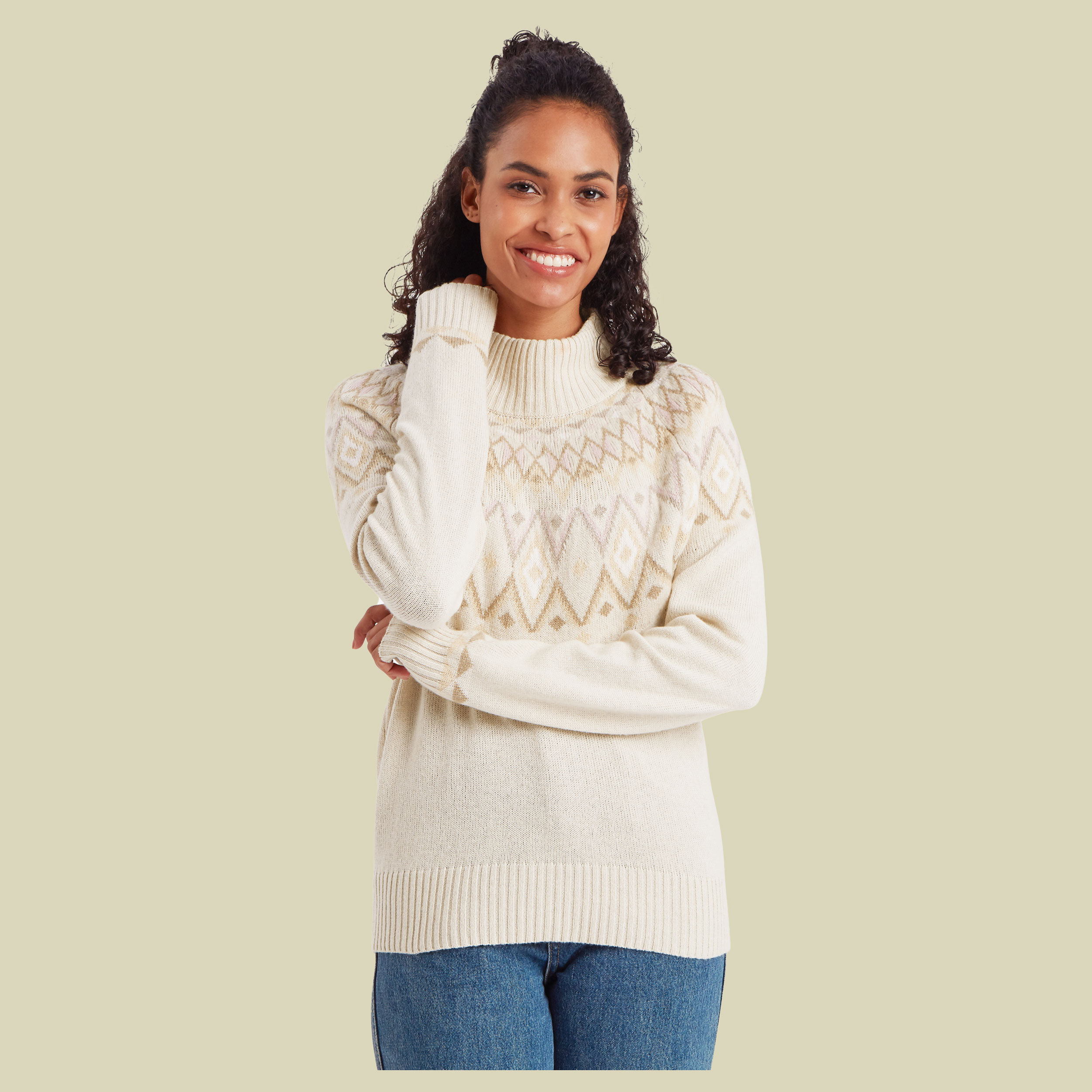 Indu Mock Neck Sweater Women S beige - Farbe ecru