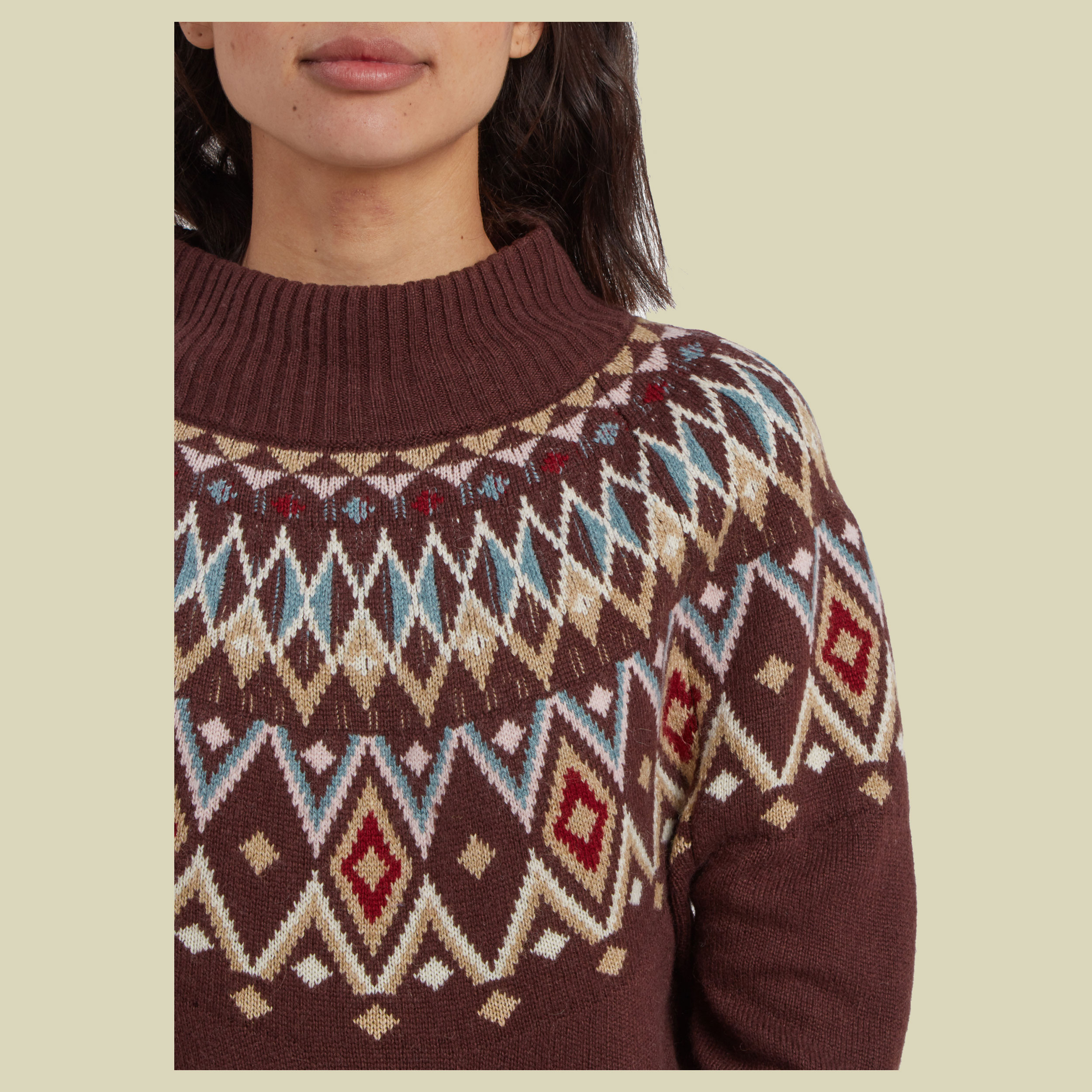 Indu Eco Mock Neck Women rot S - merlot