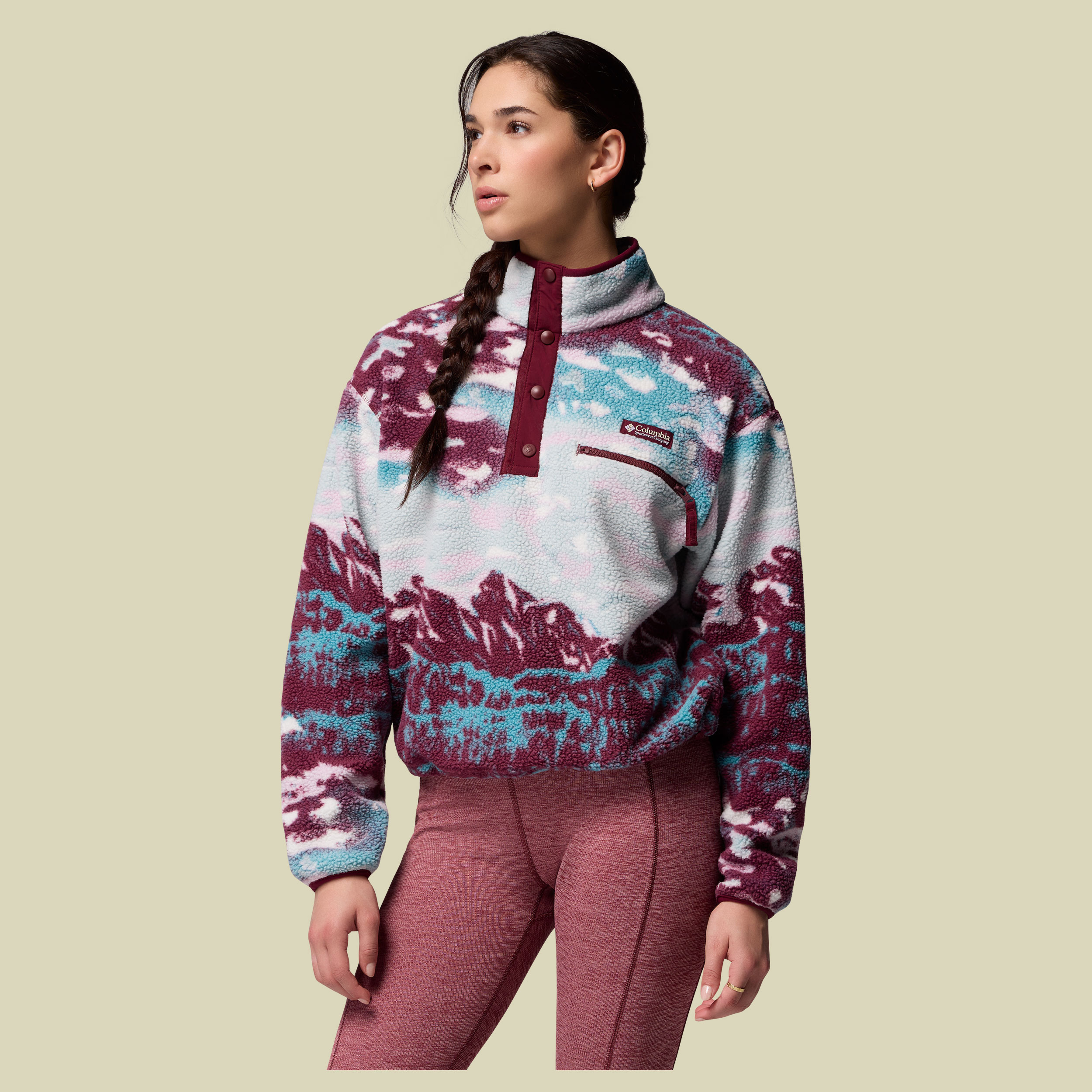 Helvetia II Printed Cropped Half Snap Women XS mehrfarbig bordeaux - Farbe rich wine sisters