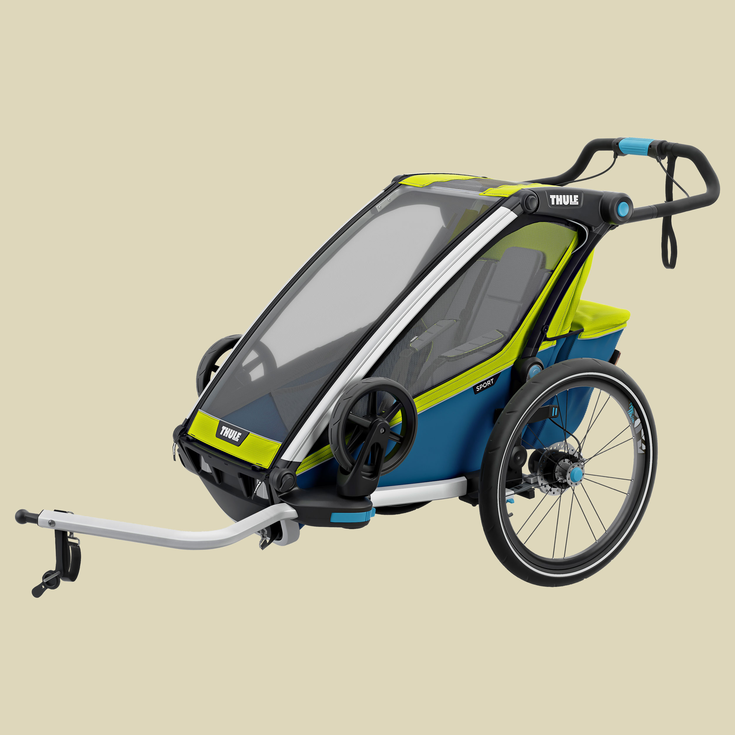 Chariot Sport 1 mit StVZO-Beleuchtung Farbe chartreuse/mykonos