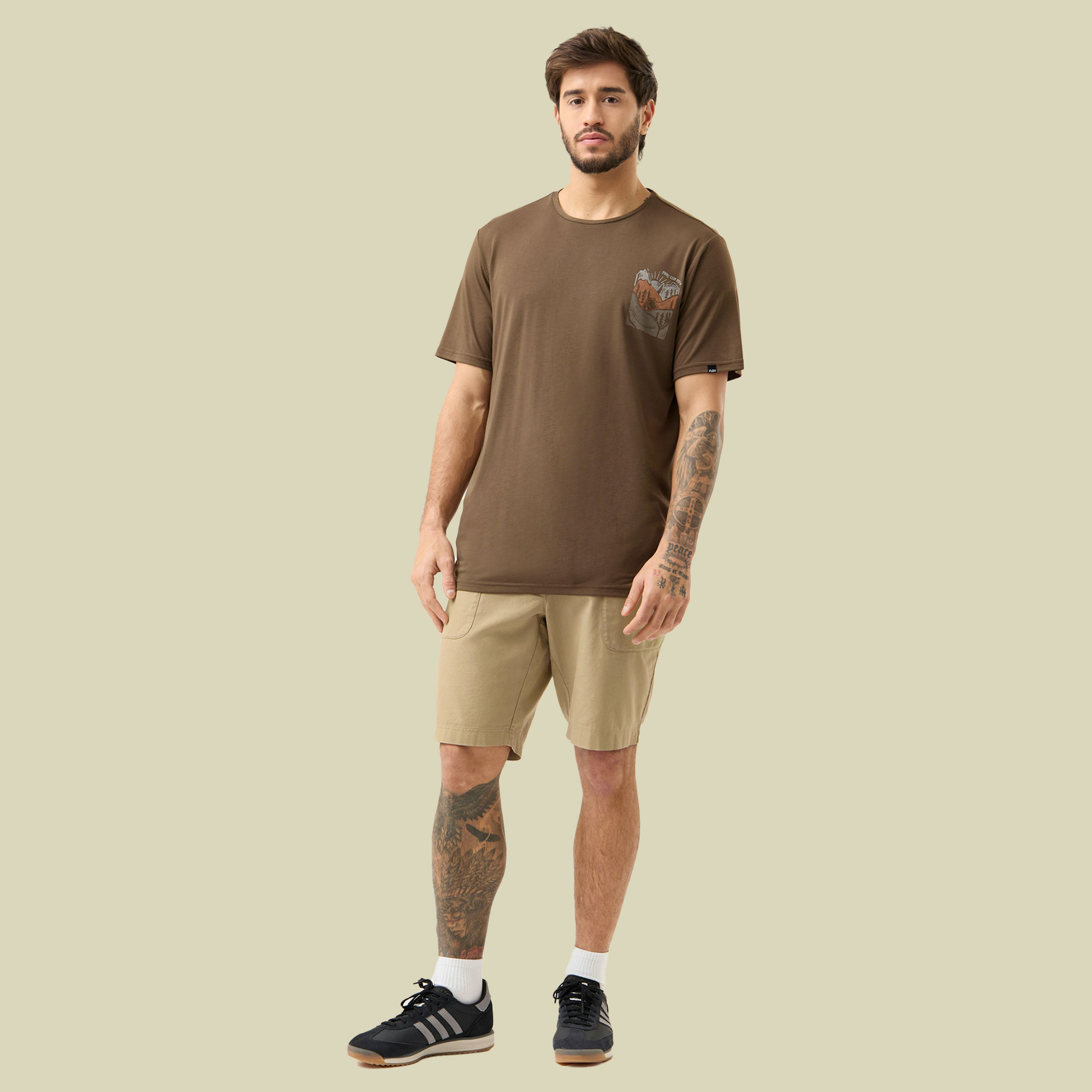 Timberon Bamboo T-Shirt Men L braun - dark brown/orange