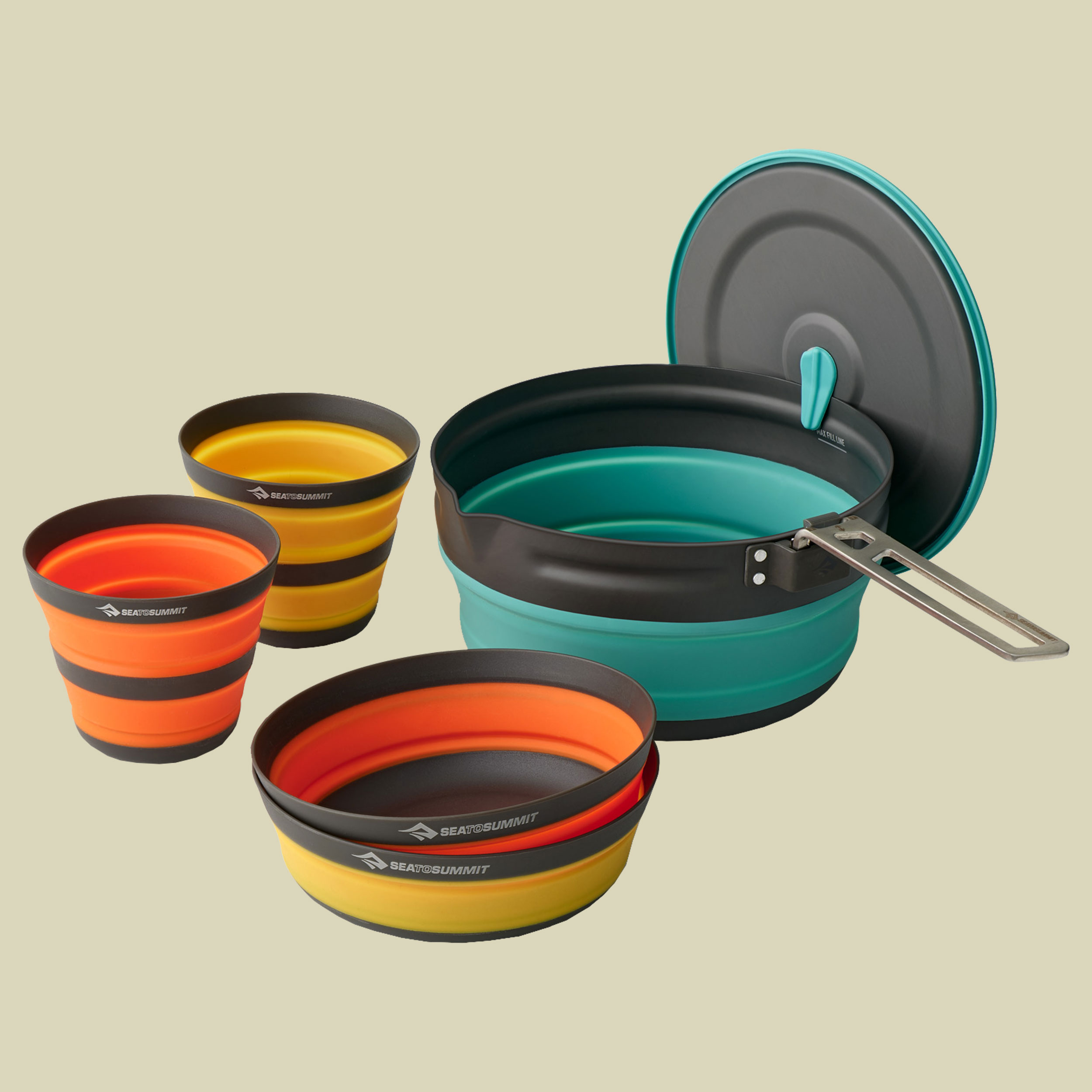 Frontier UL Collapsible Pot Cook Set w/ 2.2L Pot- [2P] [5 Piece] 2 Personen