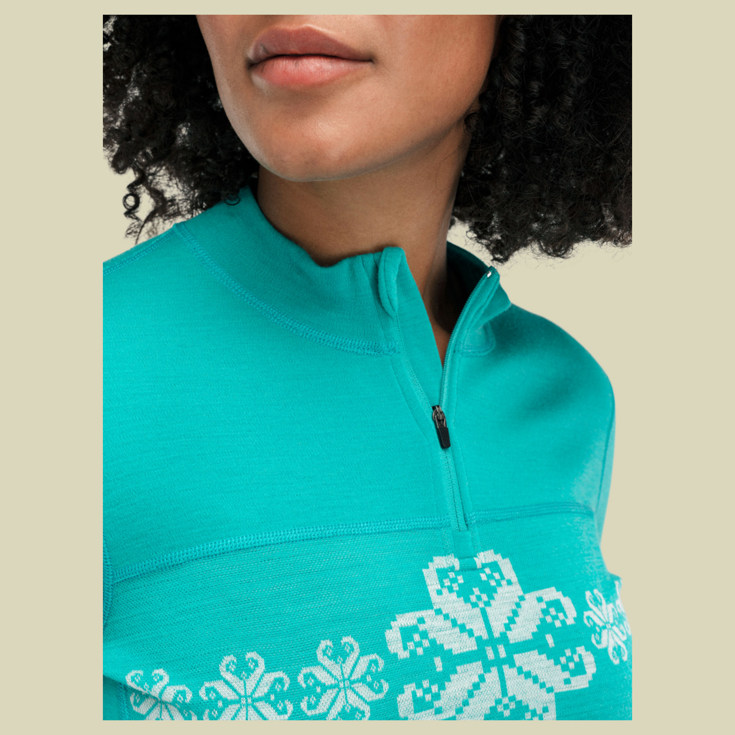 Falkeberg Baselayer Half Zip Women L türkis - Farbe peacock offwhite