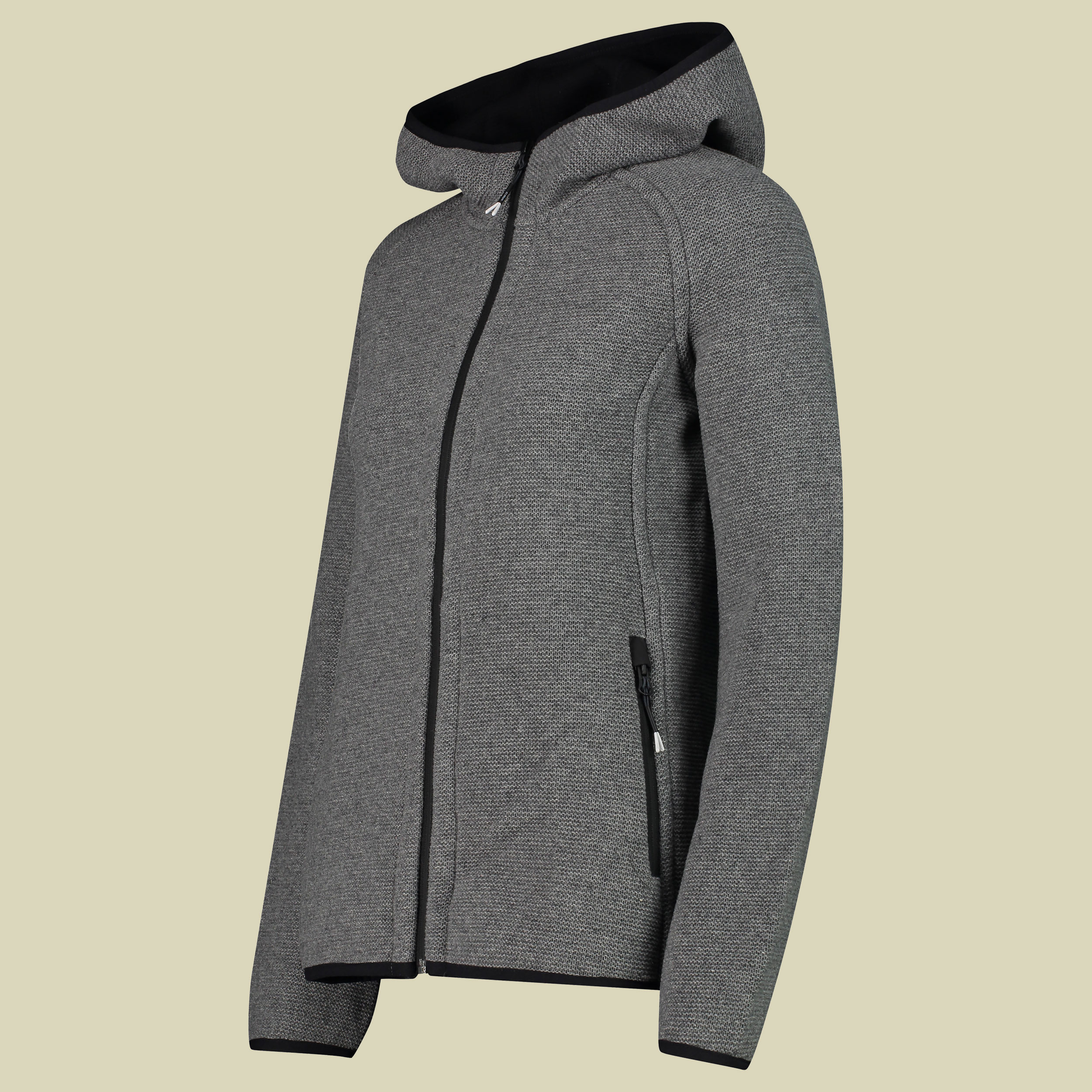 Woman Jacket Fix Hood Bonded Wooltech 33M3916 Größe 38 Farbe fumo mel.-nero