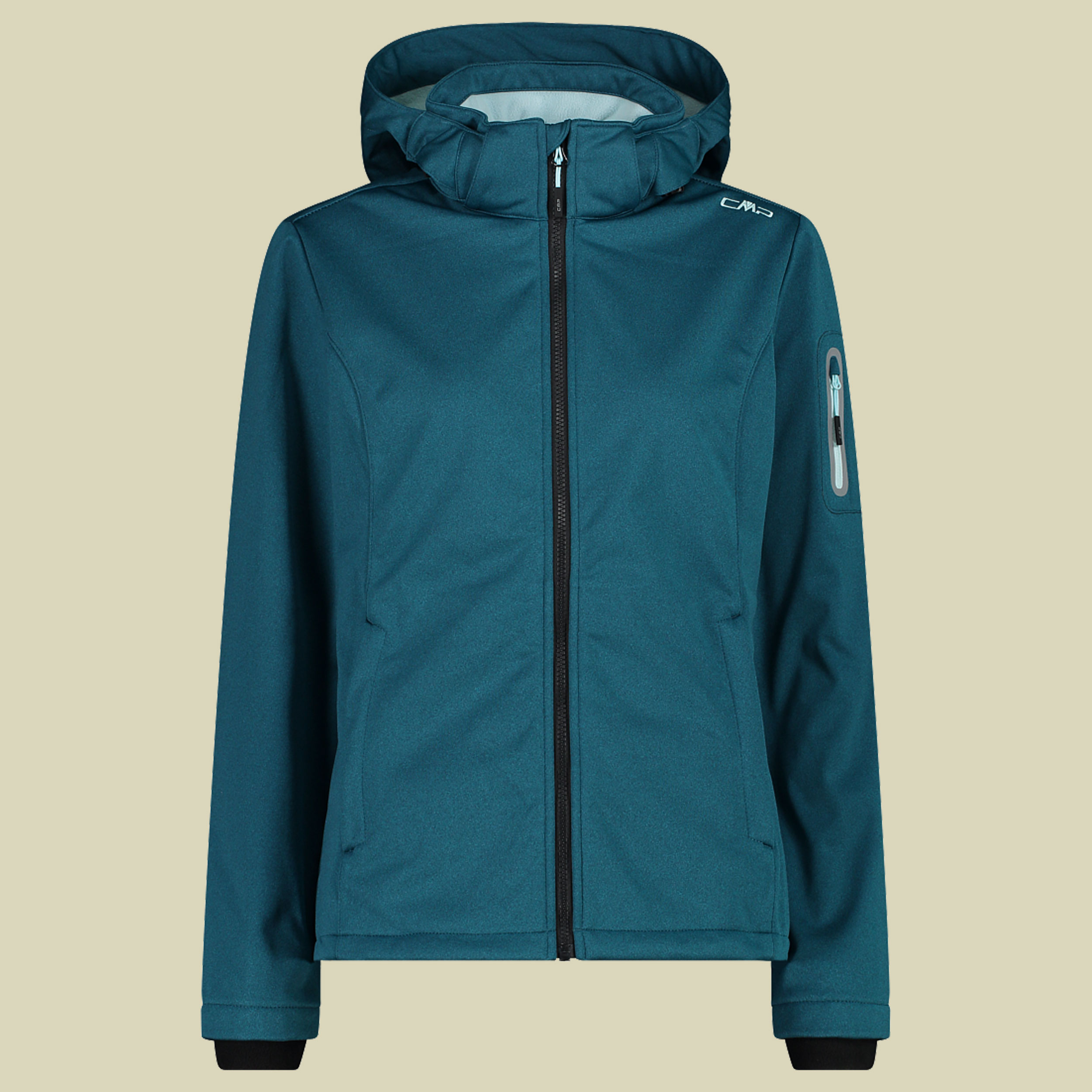Woman Jacket Zip Hood Melange Softshell 39A5006M türkis 38 - Farbe teal melange
