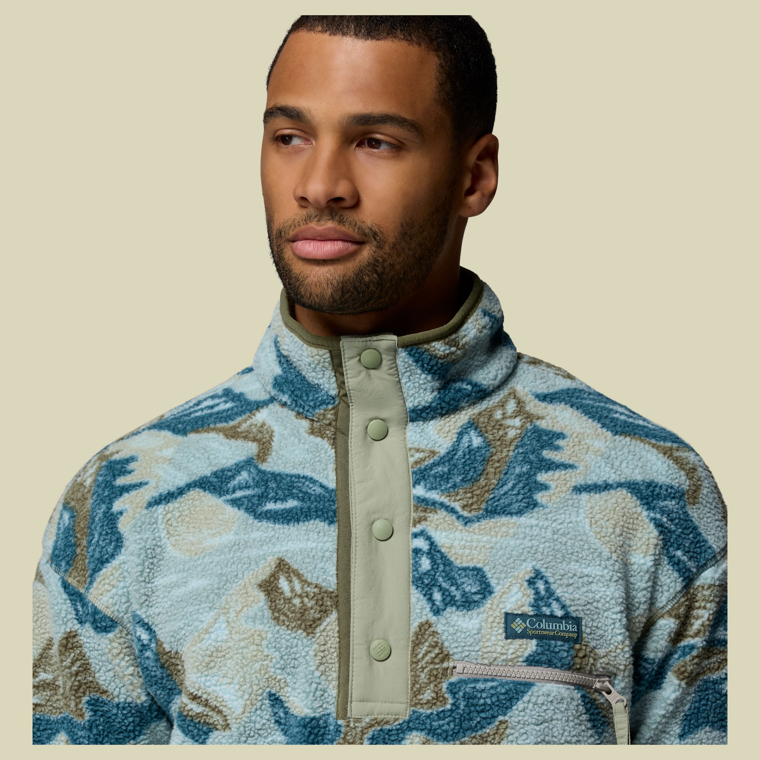 Helvetia II Printed Half Snap Fleece Men S mehrfarbig grün - safari,sunscap