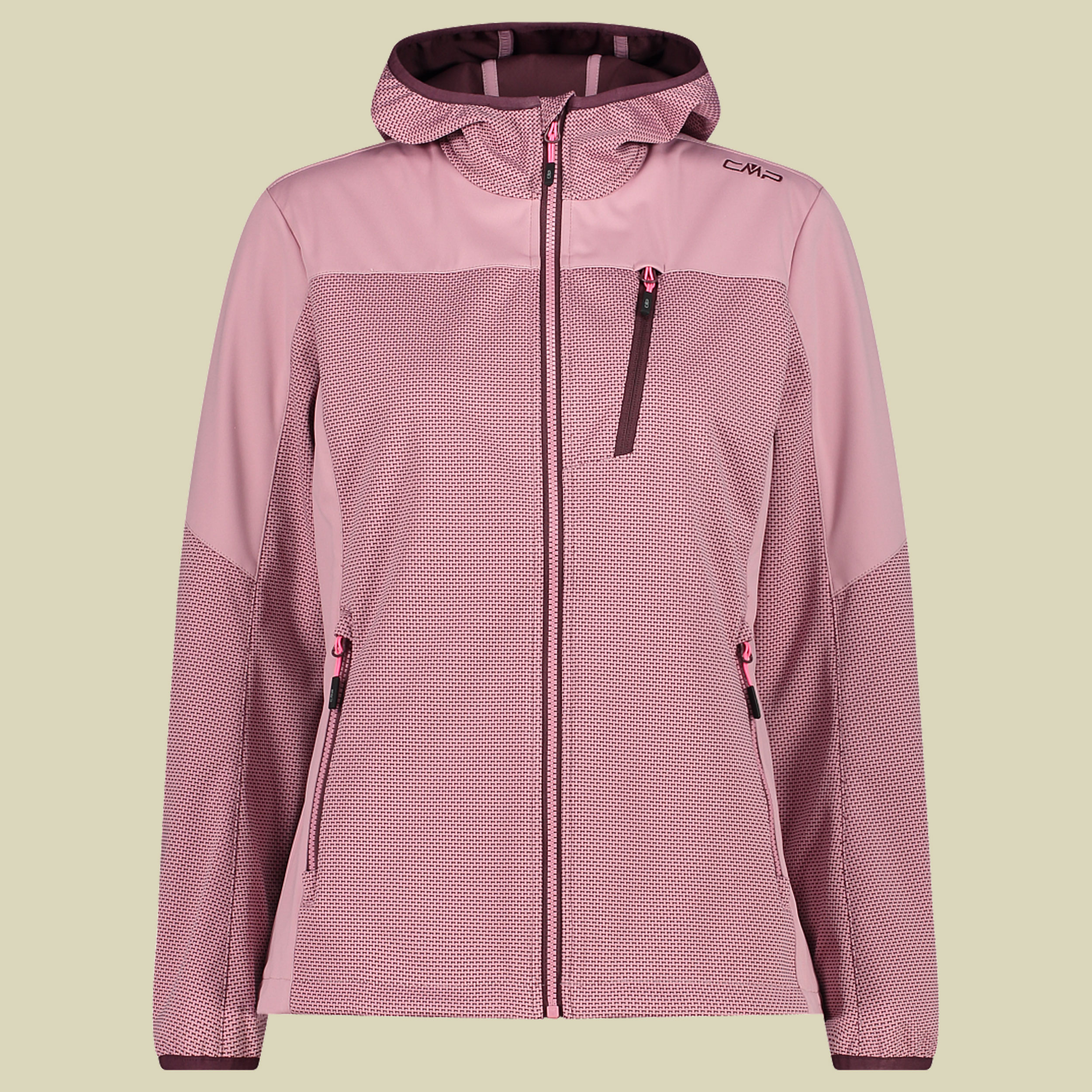 Woman Jacket Fix Hood Jaquard Softshell 33A5306 Größe 40 Farbe 602 fard