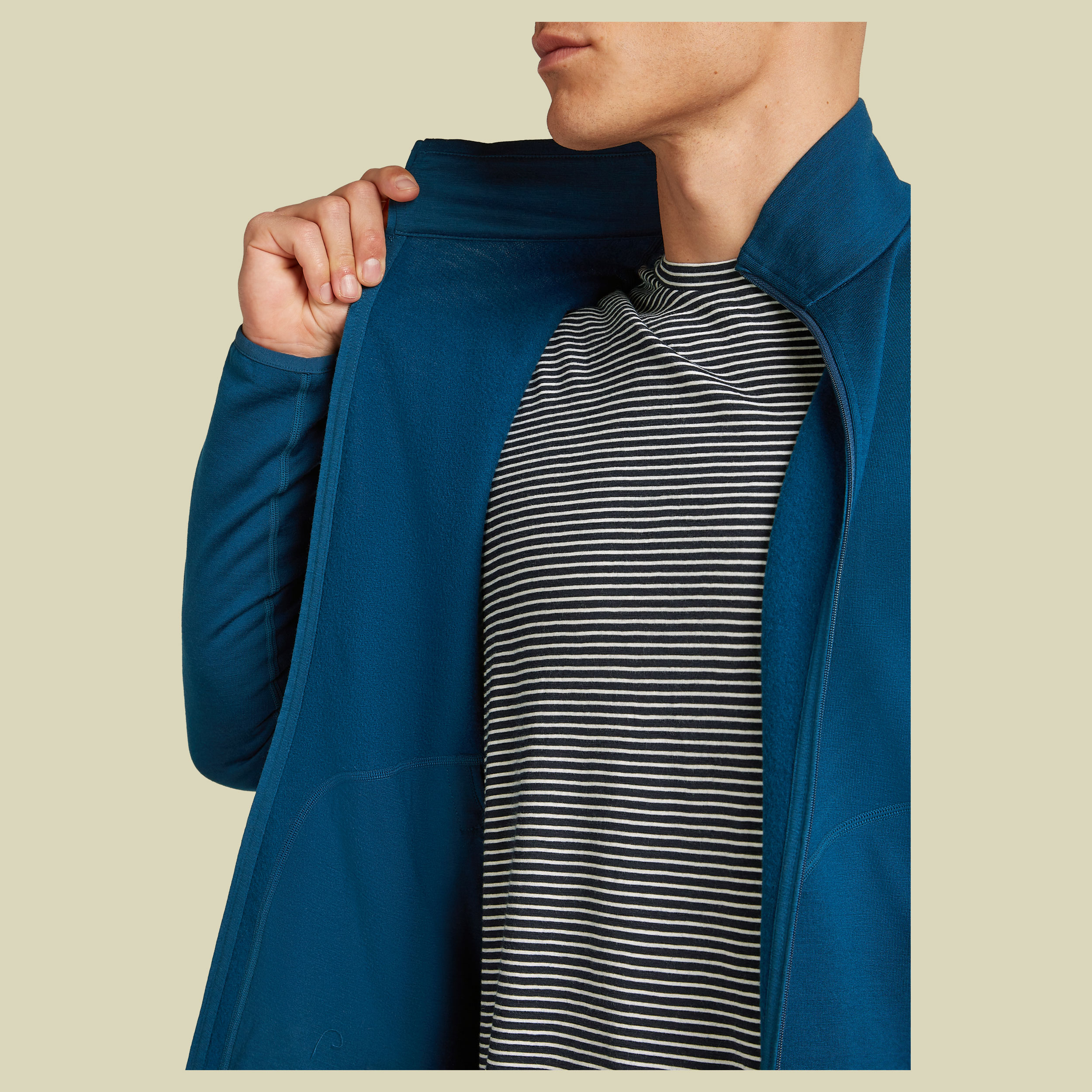 Merino 560 Realfleece Elemental II LS Zip Men blau XXL - atlantis