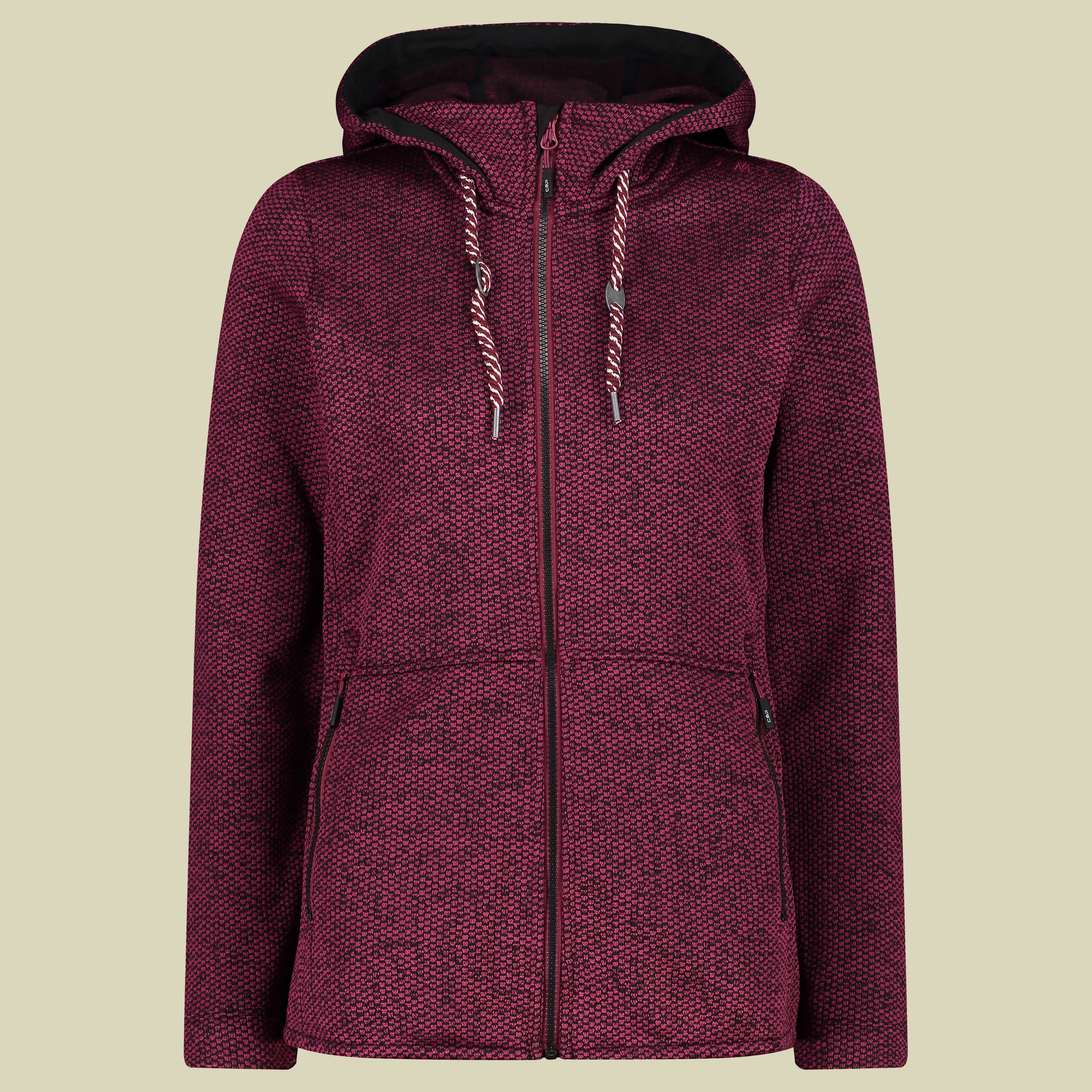 Woman Jacket Fix Hood Knitted Jacquard 32H2066 Größe 34 Farbe 17CM amaranto-nero