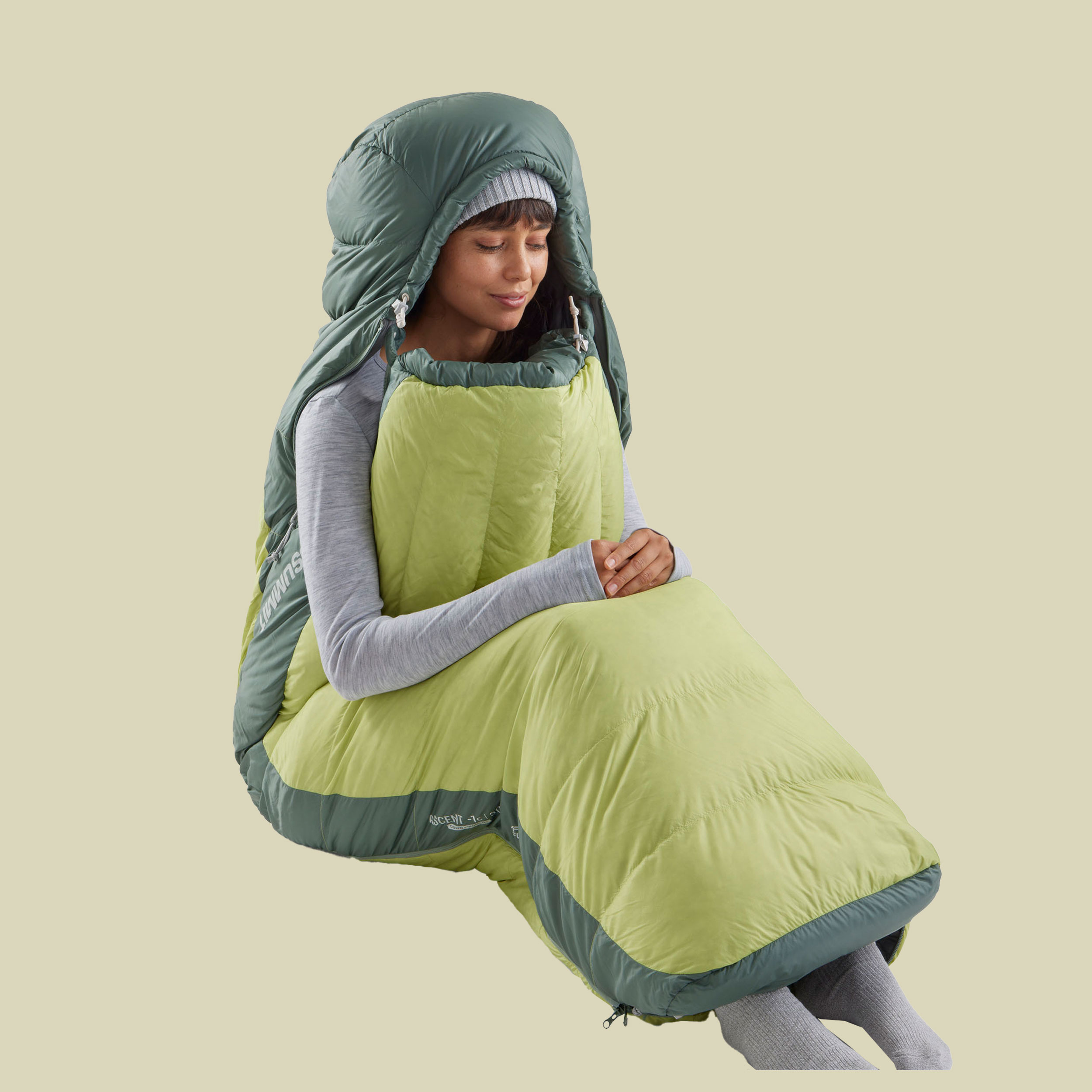 Ascent Womens Down Sleeping Bag -1C 185 cm grün - Farbe celery