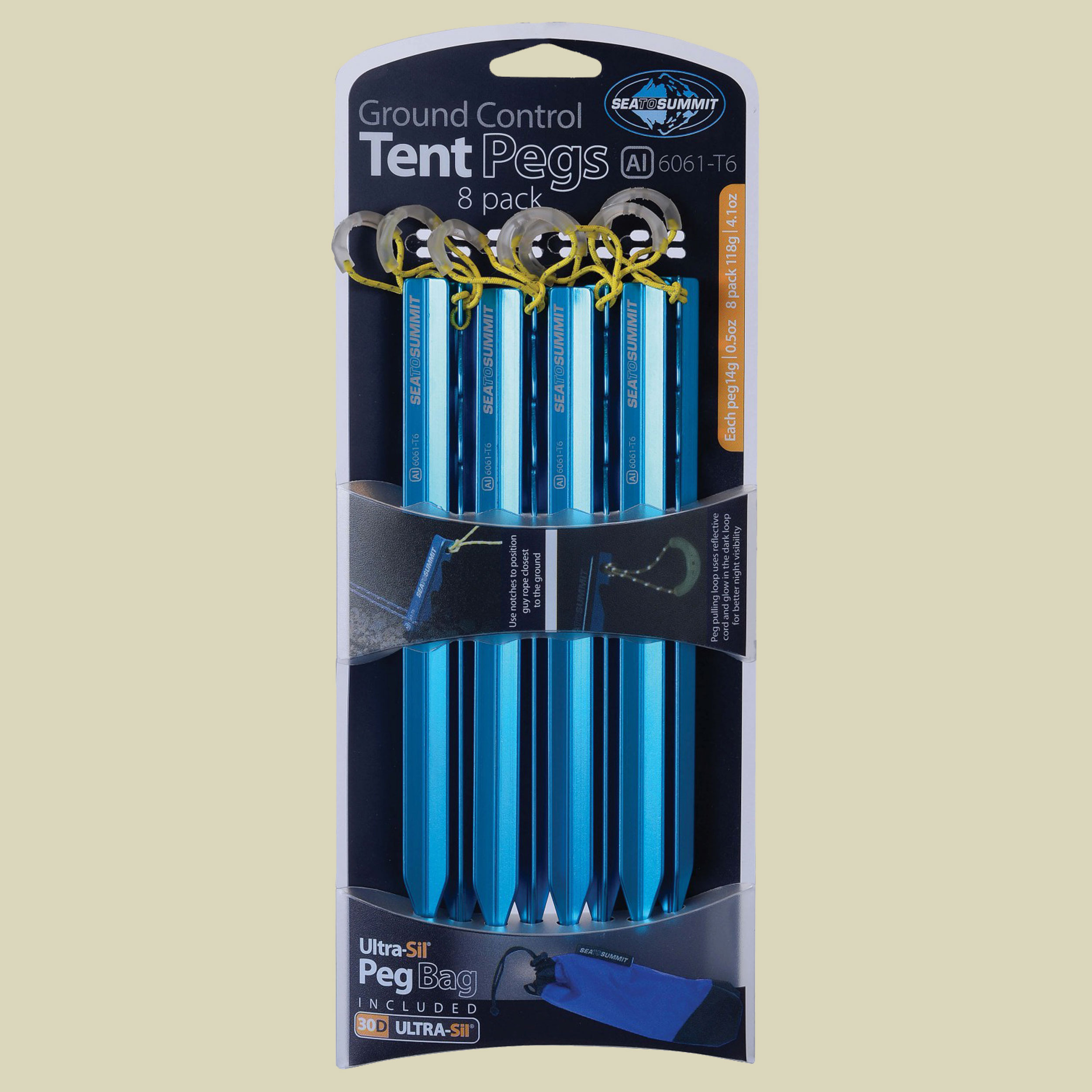 Ground Control Tent Pegs 8-er Packung Farbe blue
