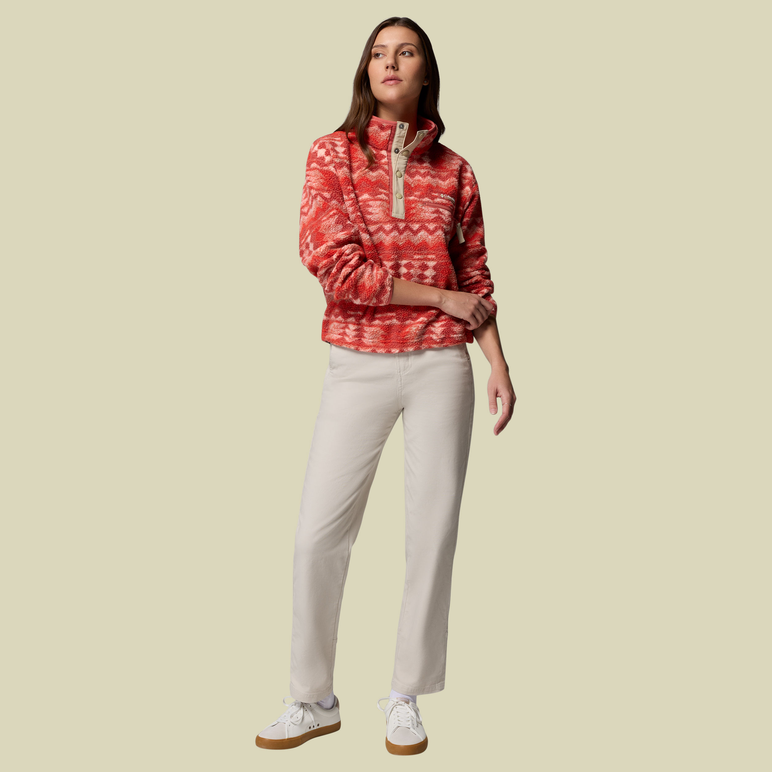 Helvetia II Printed Cropped Half Snap Women L mehrfarbig rot - poppy red,retrotree