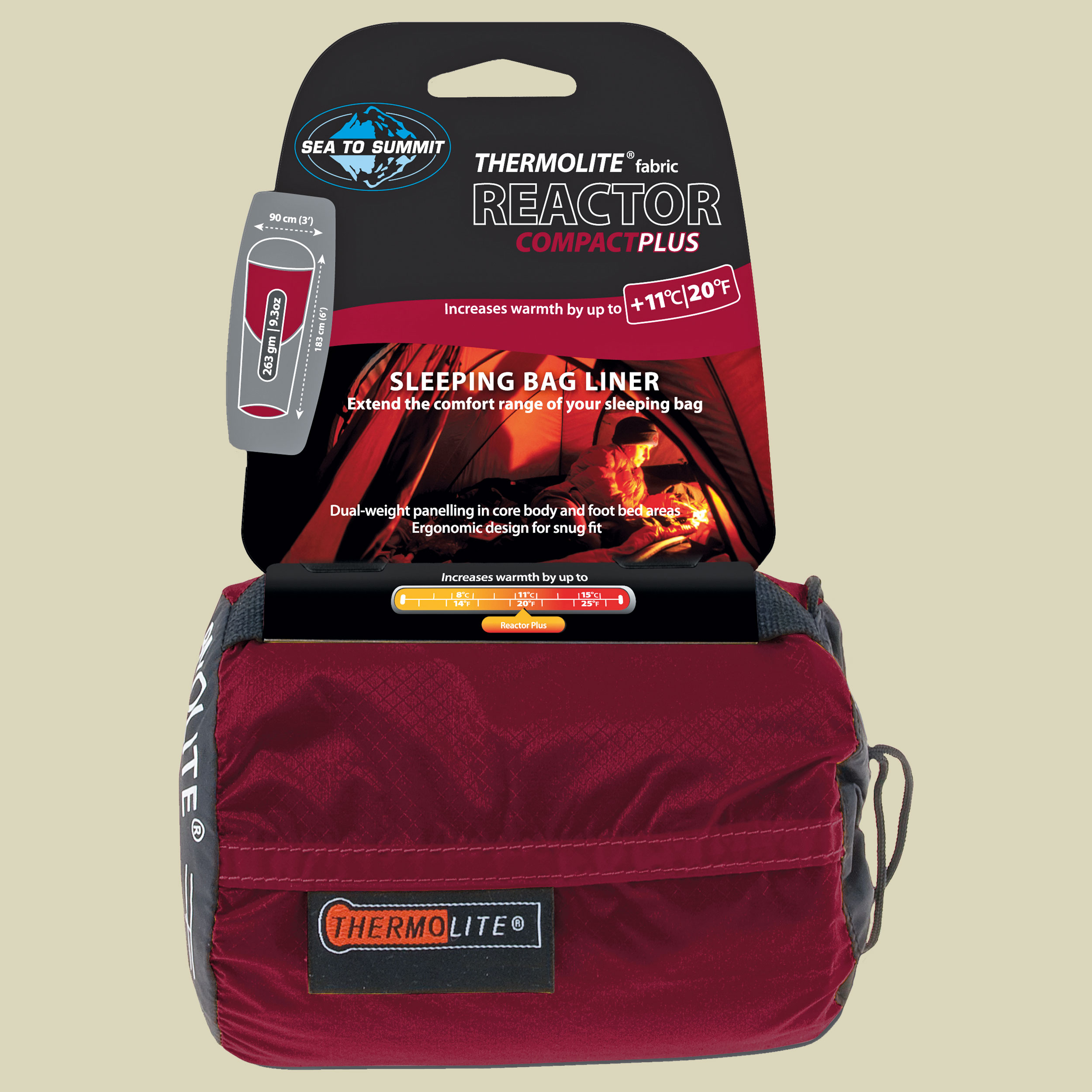 Reactor Compact Plus Thermolite Mummy Liner 183 x 90 cm black and red