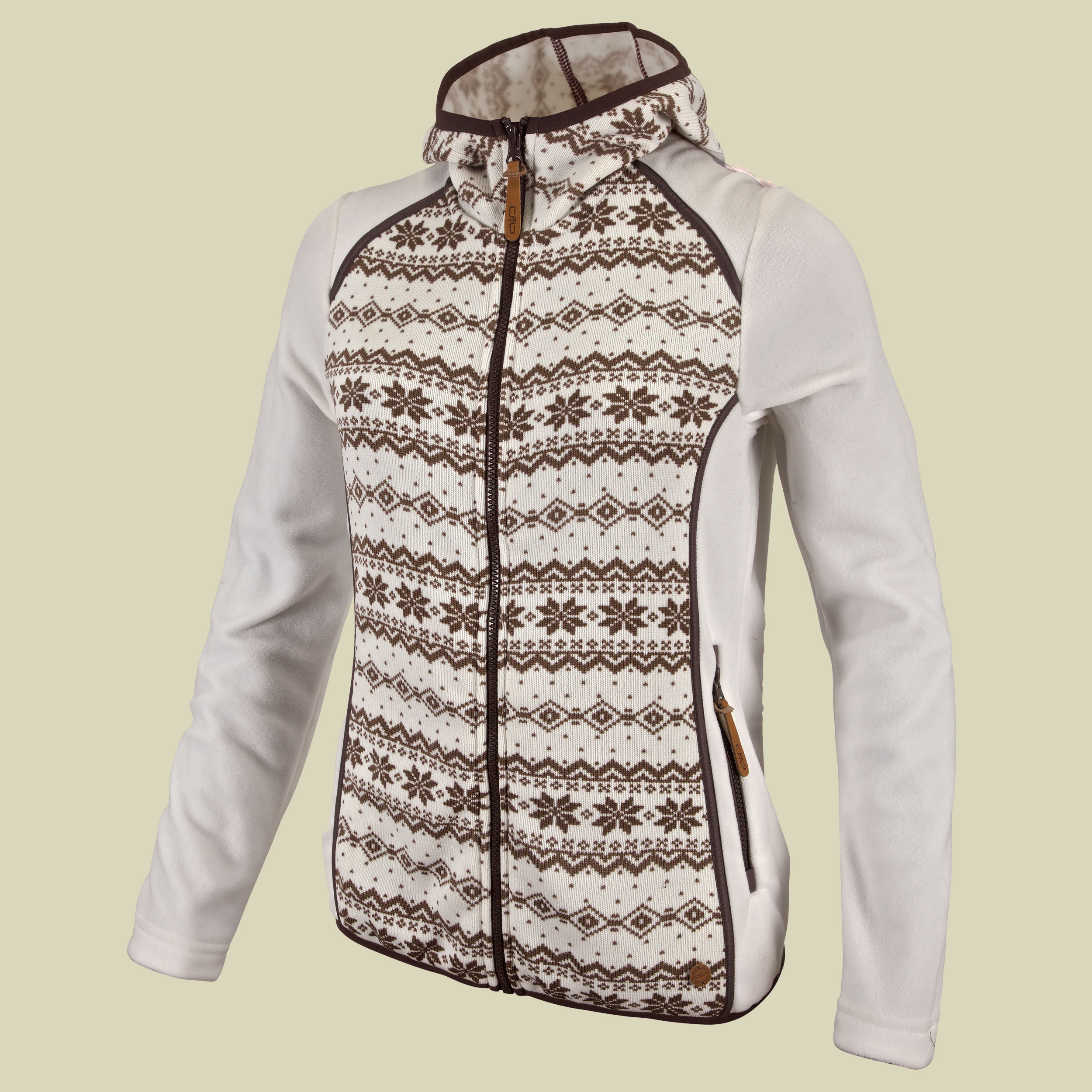 Woman Fleece Jacket Fix Hood CMP 3H35256 Größe 36 Farbe 715P b.gesso - chocolate