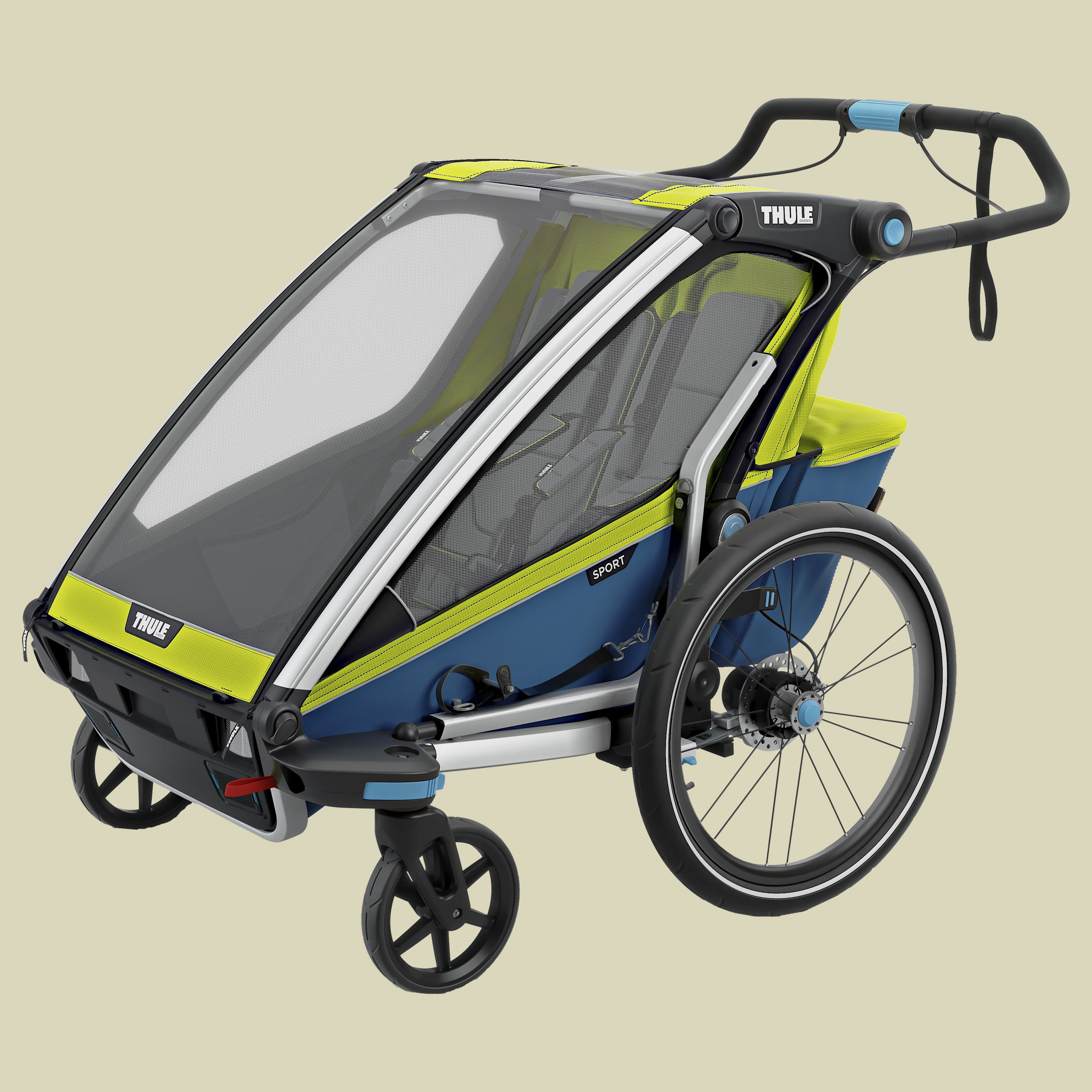 Chariot Sport 2 mit StVZO-Beleuchtung Farbe chartreuse/mykonos